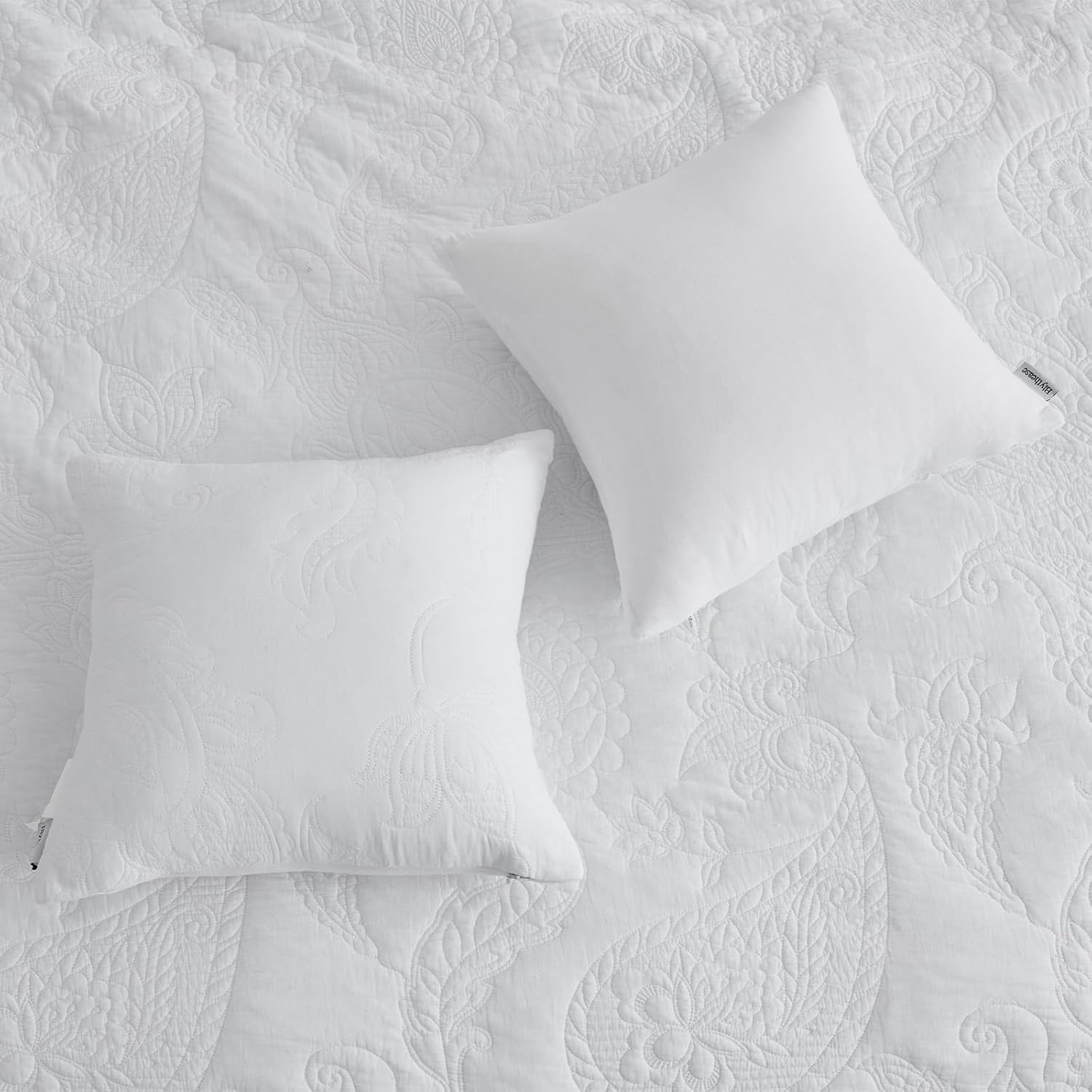 Blythease Oversized Queen Bedspread Cotton, Reversible Paisley Pattern Design, Lightweight Bedding Cover, 4 Piece Set - Queen, Pure White image number 6