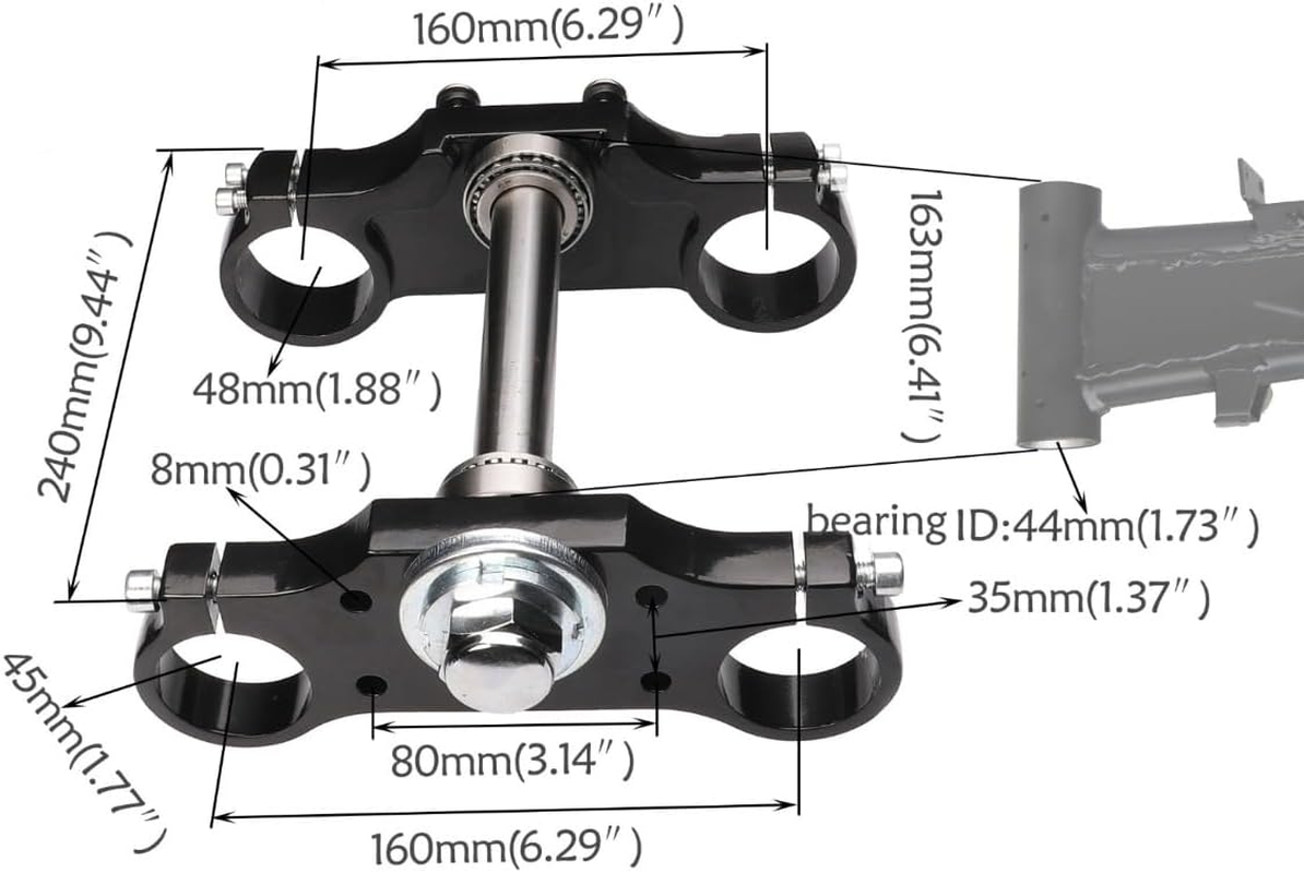 YC Yier Front Forks Shock Triple Assembly Front End + 14" Wheel 60/100-14 Tire and Rim Disc Brake Kit for Pit Dirt Bike Apollo Taotao SSR 70Cc 110Cc 125Cc 140Cc Motocross image number 3