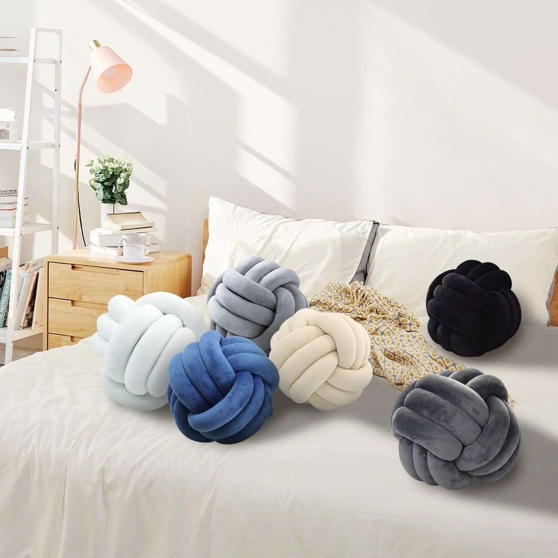 Knot Pillow Ball-Shaped Decorative Throw Pillows,Pink 27Cm Cute Couch Cushion Knotted Plush Pillow Suitable for Living Room Decoration Handmade Braided Throw Pillows - Pink, 10.6 Inches image number 3