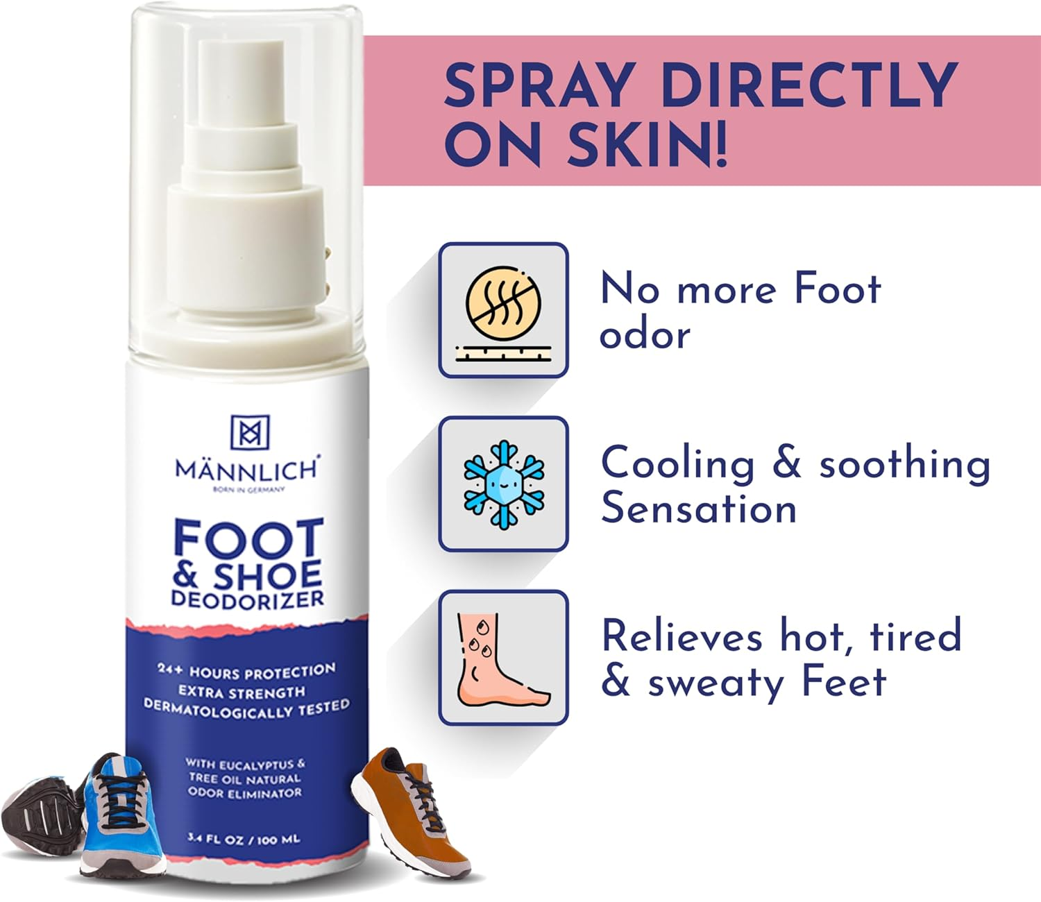 Mannlich Foot & Shoe Spray, Prevents Odor Shoes & Socks -Skin Soothing and Non Irritating, Revitalizes Tired Feet, Organic & Cruelty-Free image number 4