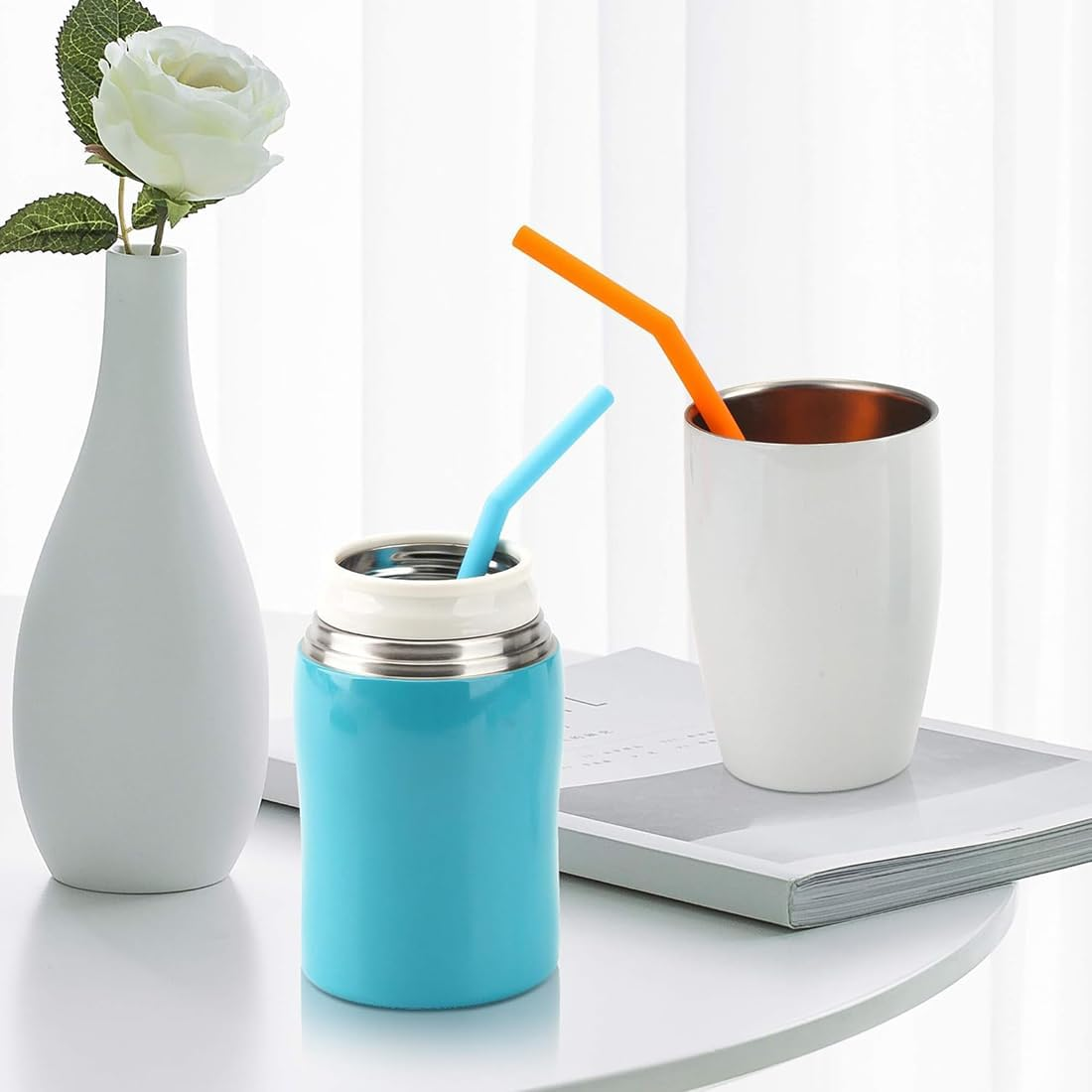 12Pcs Reusable Silicone Straws, Colorful Flexible Short Drink Straws, Reusable Drinking 6.7" Straws for 6-12 Oz Yeti/Rtic/Ozark Tumblers, Flexible Silicone Straws with 4 Cleaning Brushes image number 1