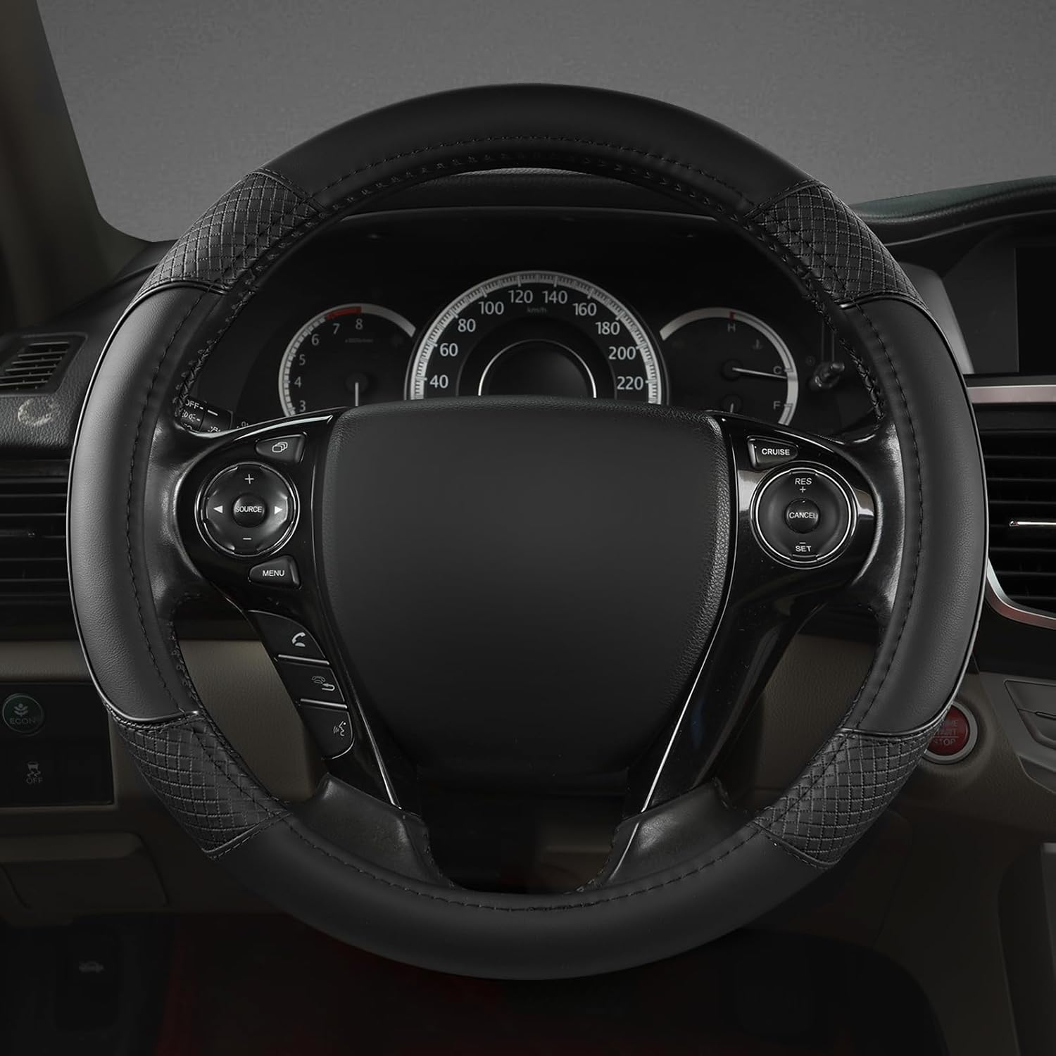 GIANT PANDA Steering Wheel Cover for Honda Civic(2006-2015),Cr-Z, Insight, S2000 (Black-Small Size) image number 3