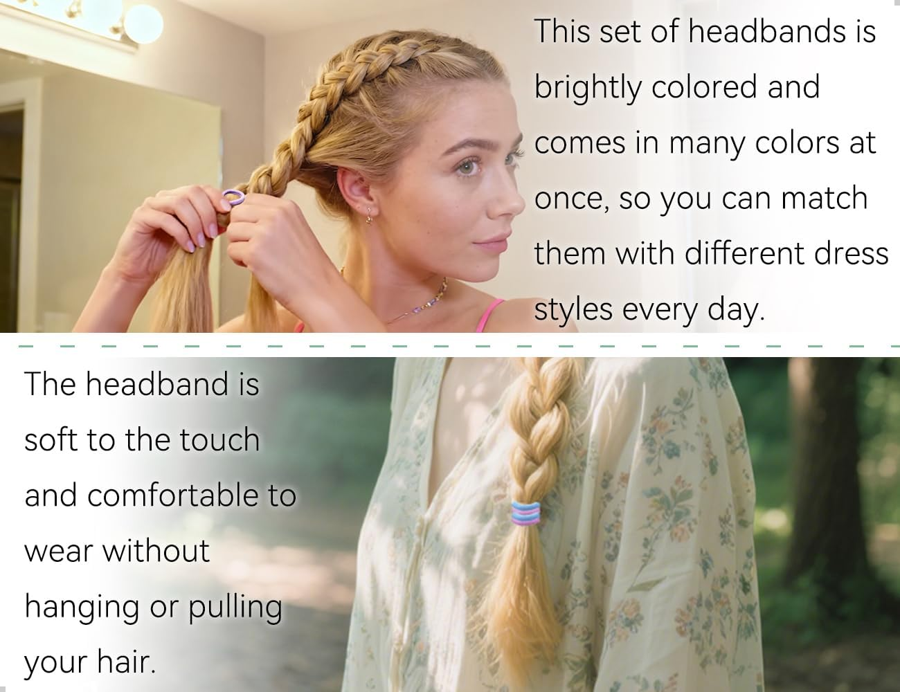 AOYEGIC Pack of 200 Small Hair Bobbles Girls, Seamless Multicoloured Mini Hair Bobbles, Elastic Soft Loom Bands, Ponytail Decoration, for Girls, Children, Baby (Colour) image number 4