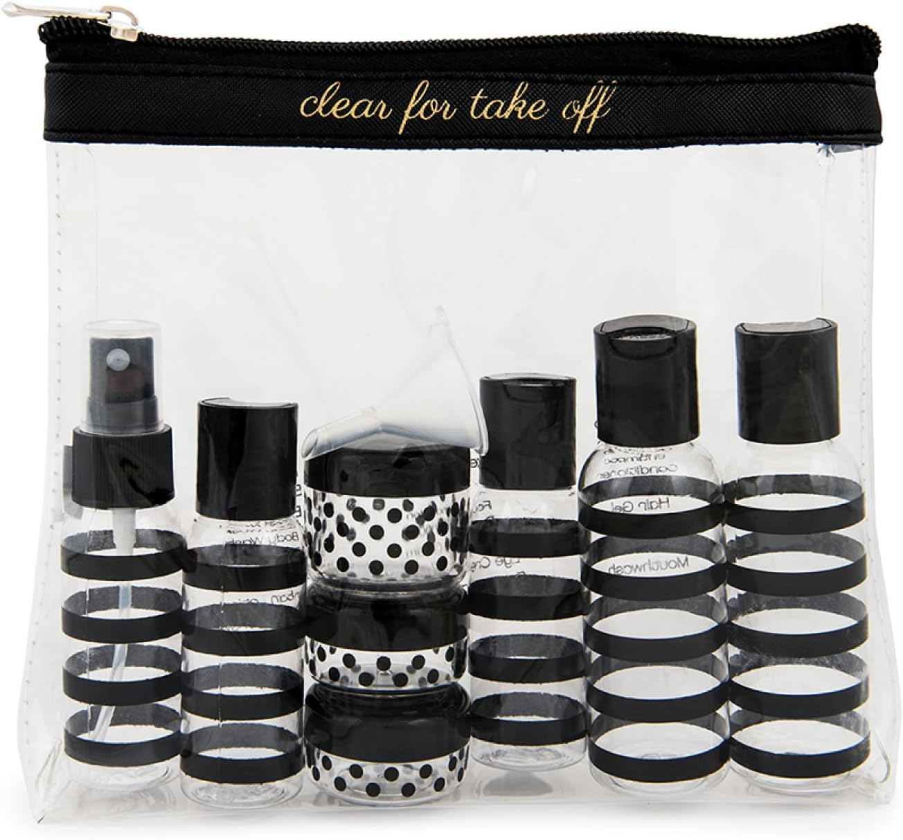 Miamica Women'S Air Mail TSA Compliant Travel Toiletry Bag, Blue and White, 7.5" X 6.5" X 1.25", Blue and White, 7.5" X 6.5" X 1.25", Air Mail TSA Compliant Travel Toiletry Bag