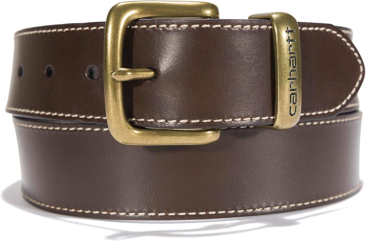 Carhartt Men'S Double Row Stitching Snap Fasteners Brass Buckle, Brown