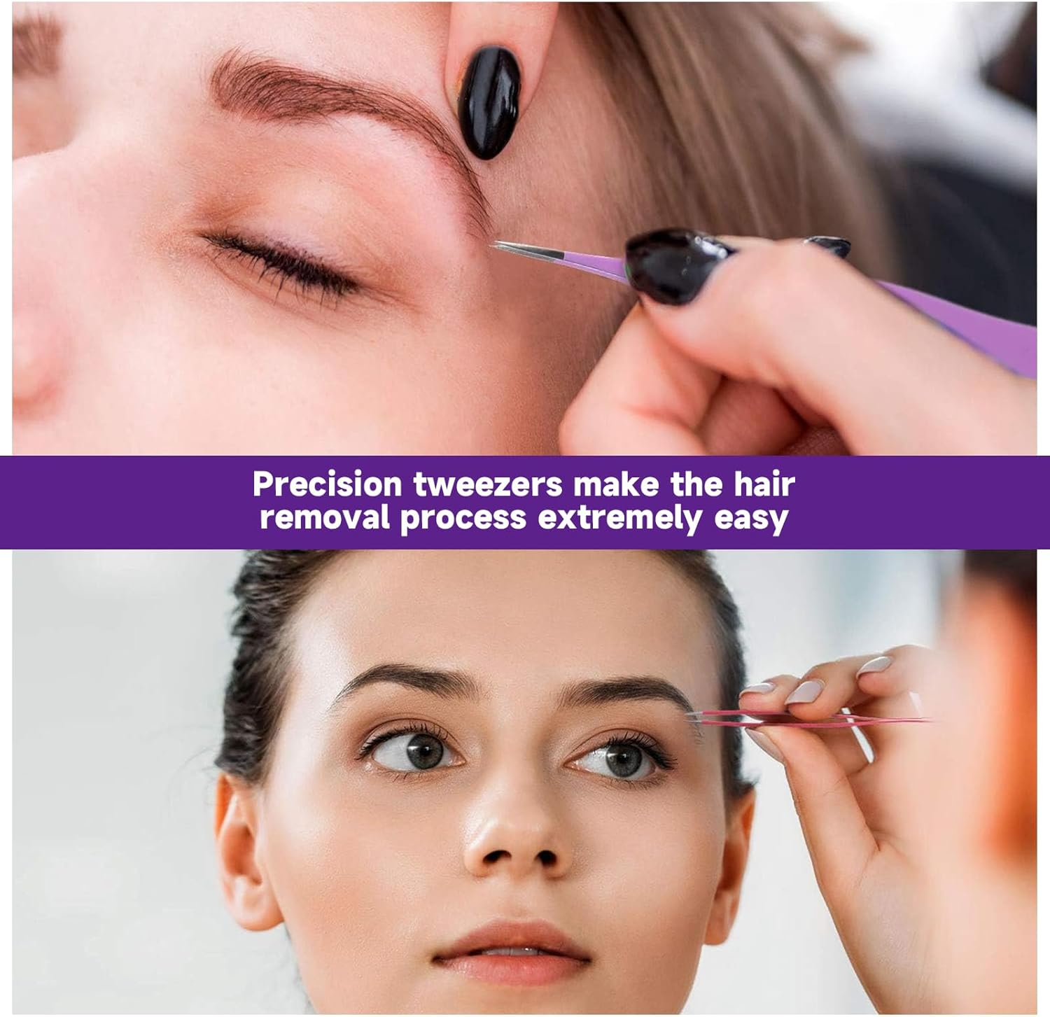 Xlihdzum 2 Pack Fine Point Tweezers for Women and Men - Precision Tweezers for Splinter/Tick/Facial/Brow Removal, Sharp Needle Nose Surgical Tweezers for Ingrown Hair (Purple & Pink) image number 4