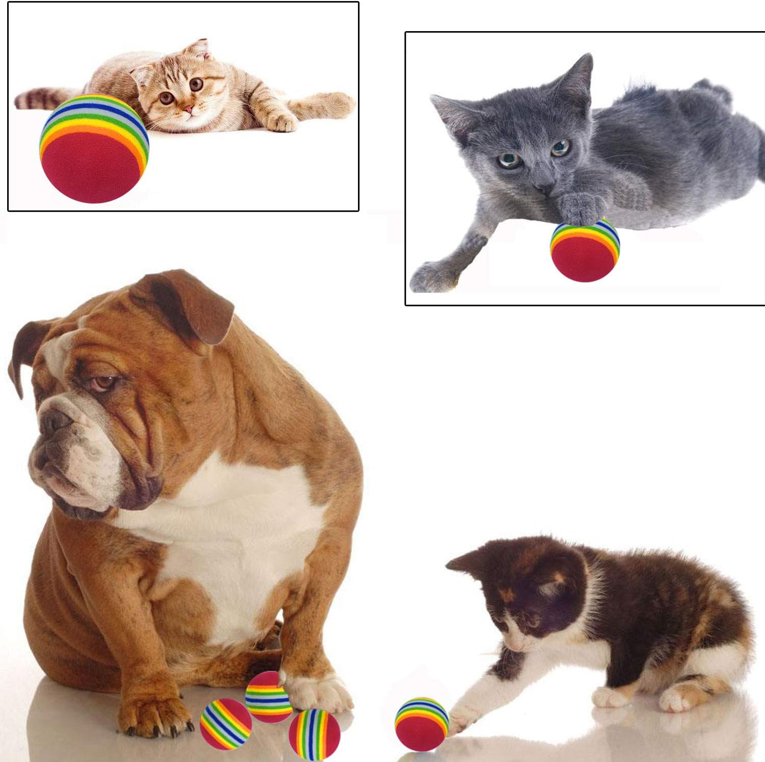 20 Pack Coloure Foam Cat Toys Balls Soft EVA Foam Rainbow Balls Interactive Cats Small Ogs Toys (1.5") image number 3