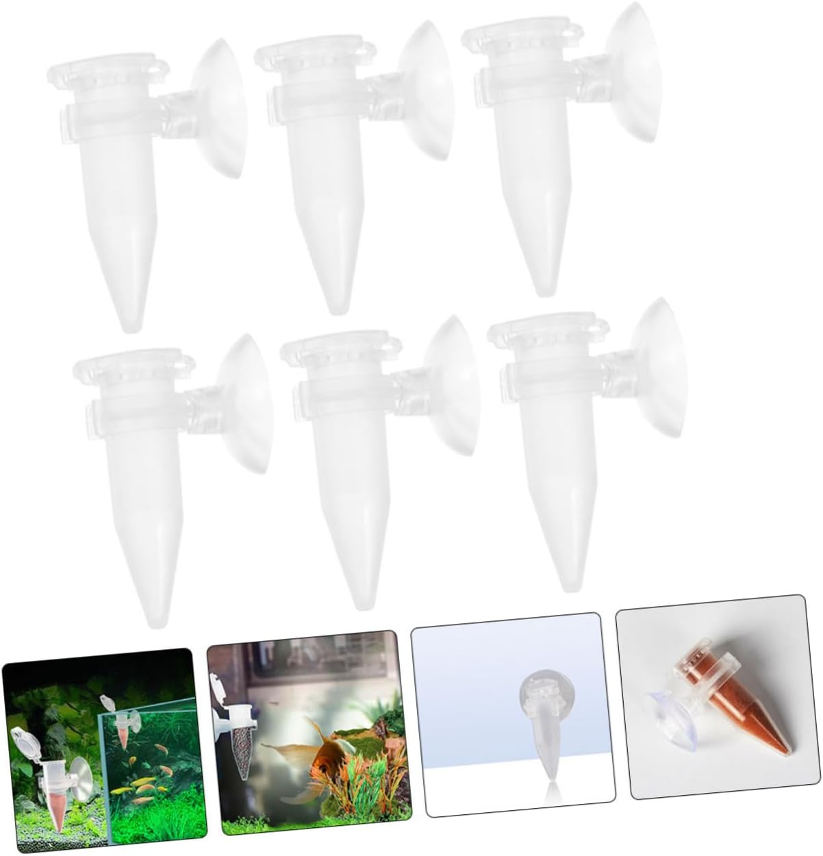 BELLIFFY 6Pcs Shrimp Feeder Tube with Suction Cups, Plastic Automatic Fish Tank Feeder for Brine Shrimp Hatchery, Mini Aquarium Feeding Tool for Small Fish and Aquatic Pets image number 5