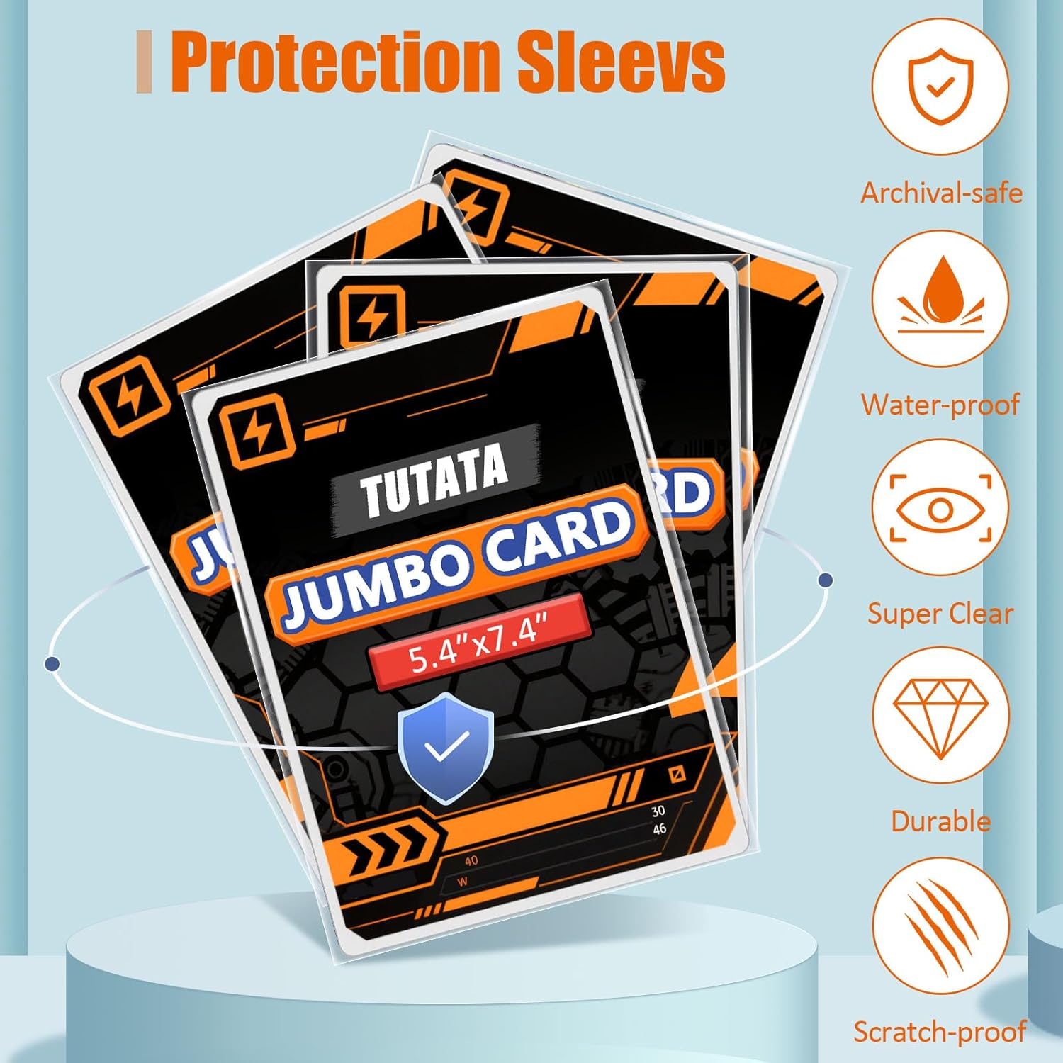 Jumbo-Card-Sleeves 5.4X7.5 4 Mil Extra-Thick Big Card Protector Sleeves Jumbo Card Protector-50 Pack image number 4