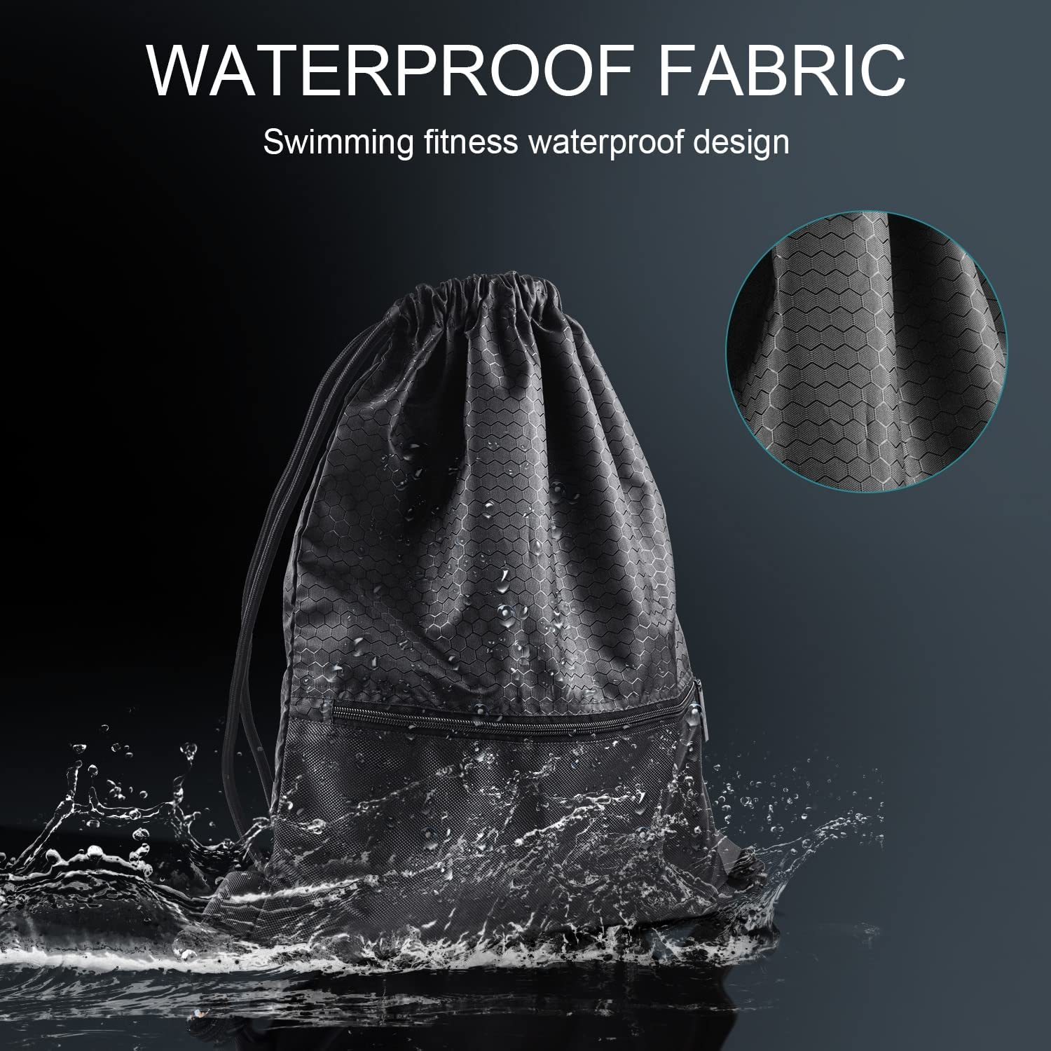 Drawstring Backpack Water Resistant Sports Gym Bag for Women Men Children Large Size with Zipper