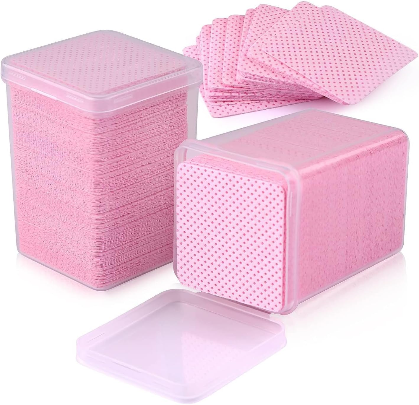 Lint Free Nail Wipes, 400 PCS Non-Woven Fabric Nail Polish Cleaning Pads Pink Lash Extensions Glue Cleaning Remover Wipes Beauty Salon Supplies image number 4