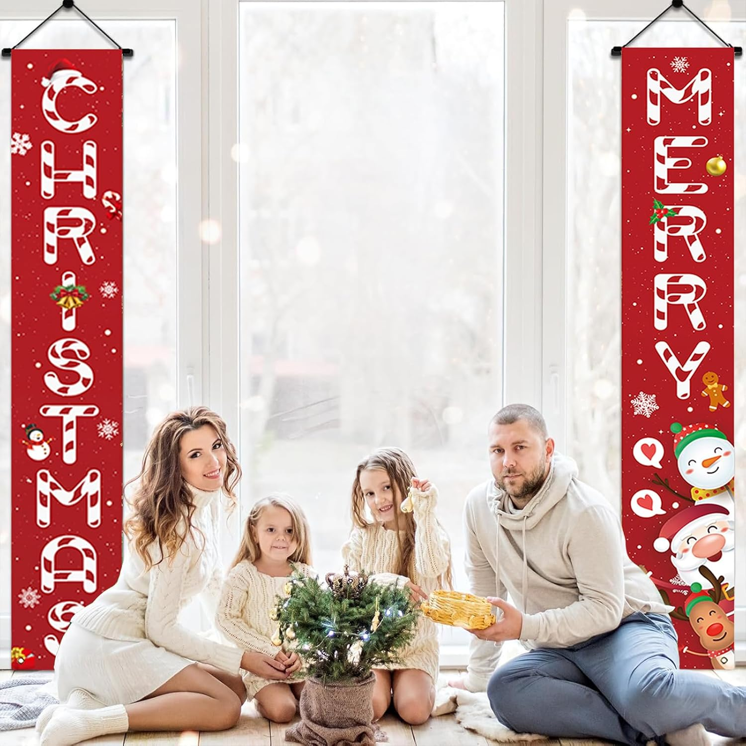 SYTHAK Christmas Decorations Outdoor Yard Front Porch Sign Set, Door Banner, Hanging Merry Christmas Decorations for Home, Indoor Outdoor Xmas Decor Wall Front Door Yard Garage image number 4