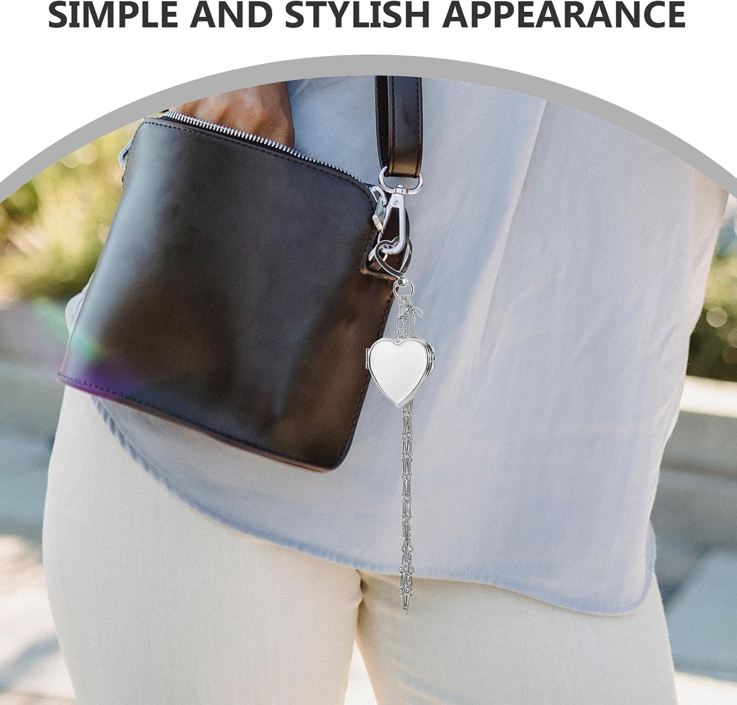 MERRYHAPY Stainless Steel Mesh Pocket Pendant Keychain Handbag Purse Lipstick Keyrings for Women Bag Keyrings Stylish Lip Balm Storage Women Bag Pendant Female Silver image number 3