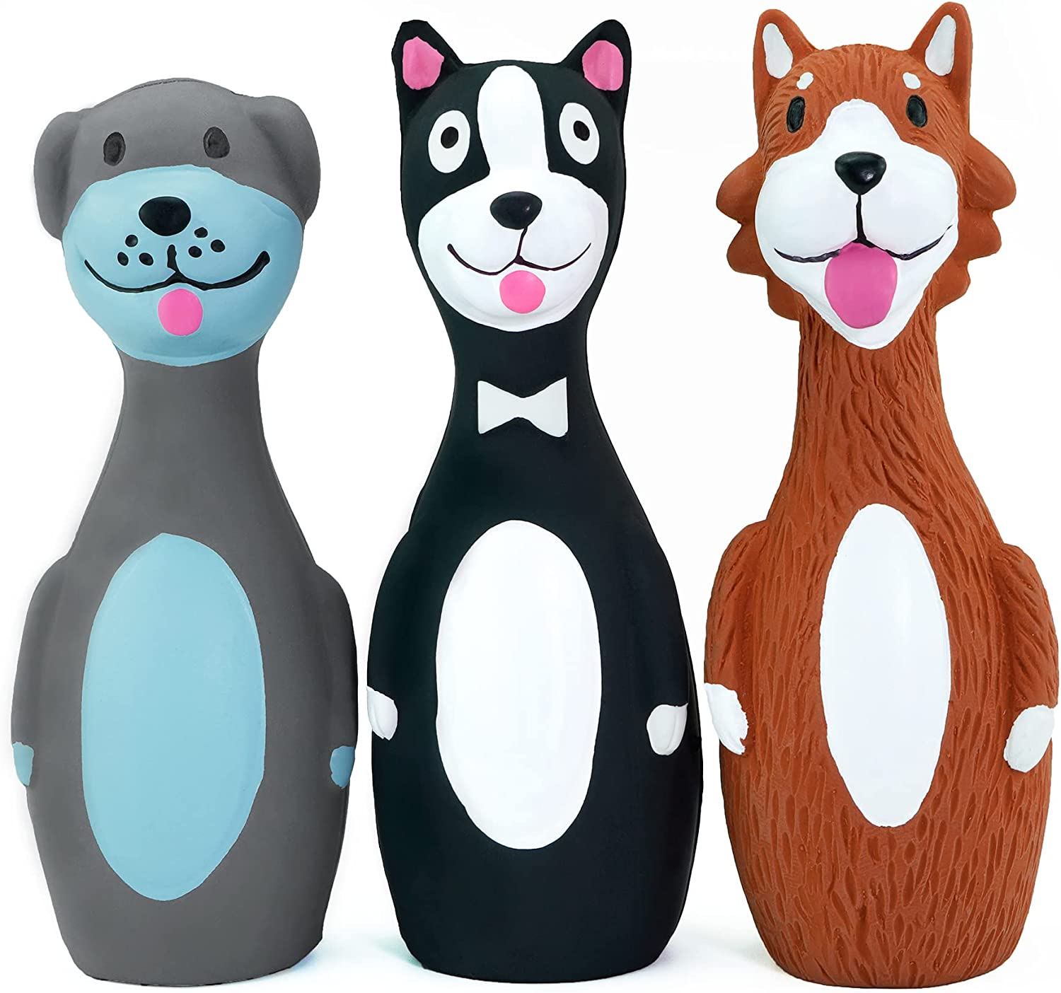 Chiwava 3 Pack 5.7 Inch Squeaky Latex Dog Toys Standing Stick Dog Dog Toy Puppy Fetch Interactive Play for Small Dogs image number 1