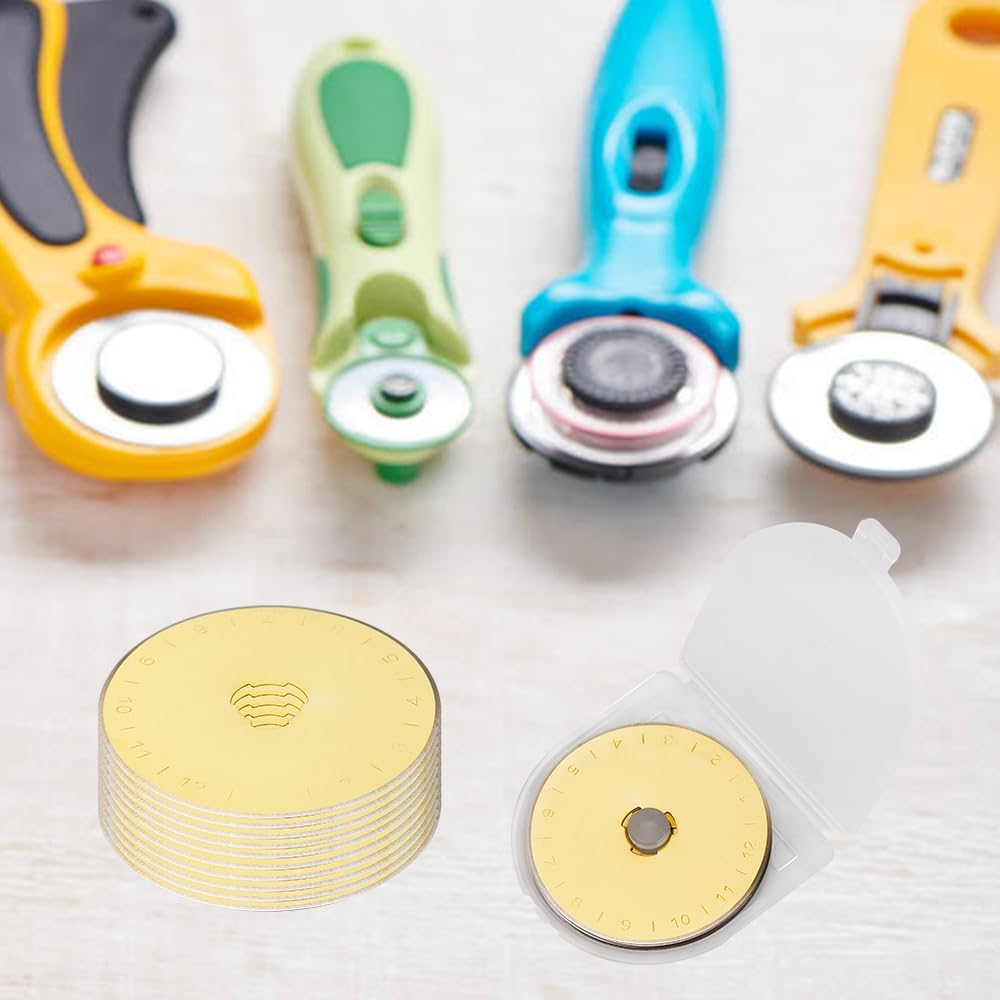 Yakamoz Titanium Coated 45Mm Rotary Cutter Blades, 10 Pack Replacement Rotary Blades for Quilting Scrapbooking Fabric Sewing, Leather, Paper Cutting & Arts Crafts image number 1