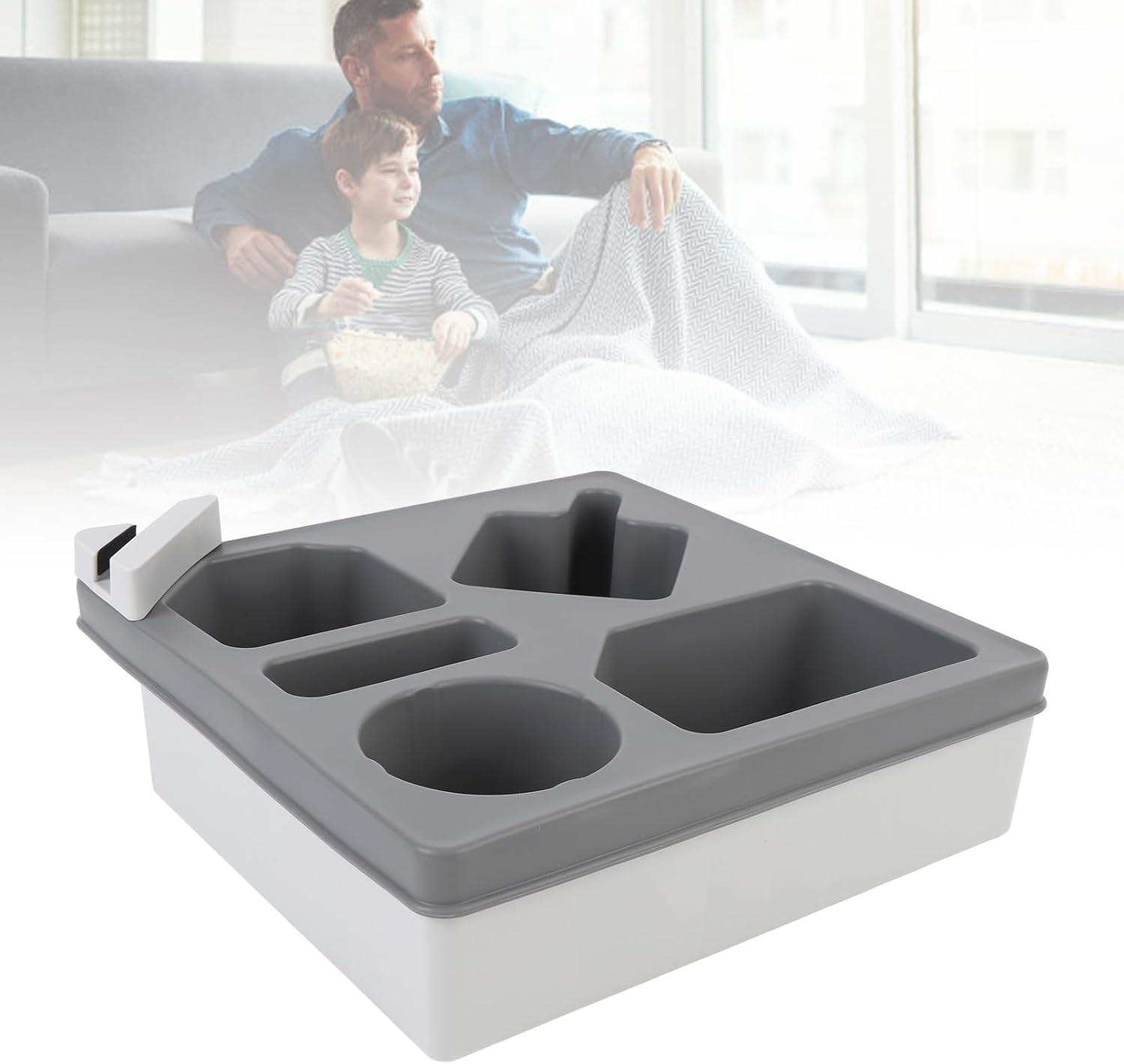 Sofa Cup Holder Rotating Tray Gray for Snacks Beverage Remote Couch Caddy image number 5
