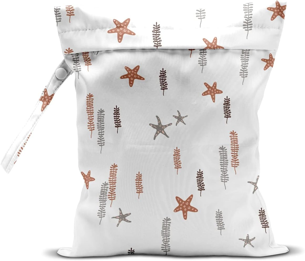 Zcyxuuw Wet Bag, Wet Dry Bag, Wet Bag for Swimsuit, Travel, Beach, Pool, Diapers, Dirty Yoga Gym Clothes, Makeup Bag, Waterproof Reusable Beach Bag Ocean Decor Starfish Sea Horse Anchor