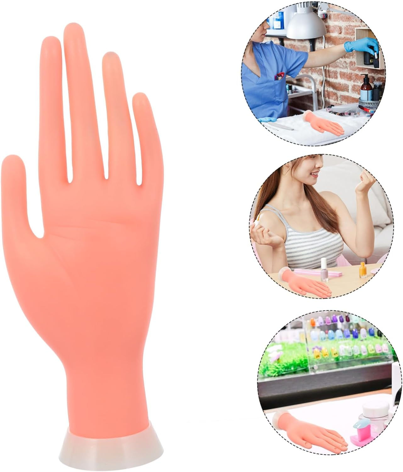 CALLARON Silicone Manicure Training Hand Model Bendable False Hand for Nail Art Practice and Portable for Beginners for Salon Artists image number 2