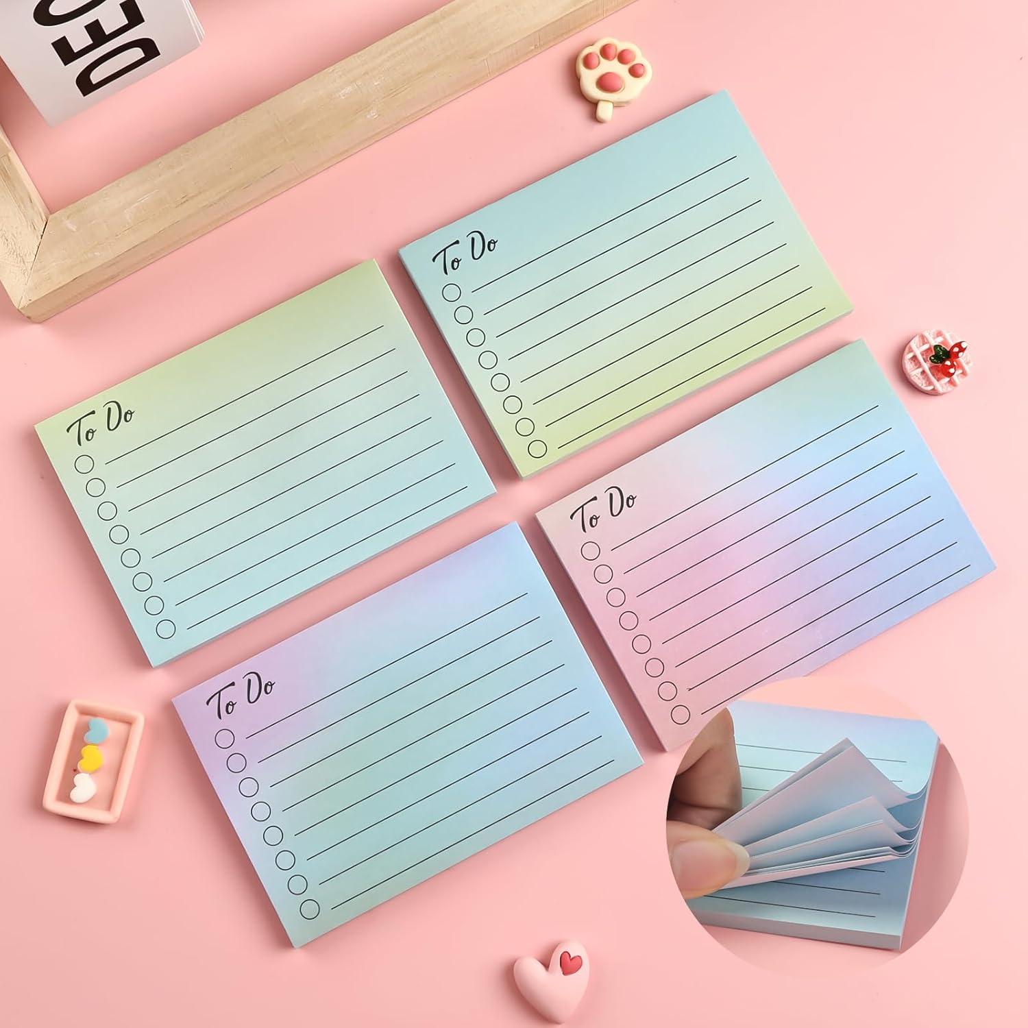 (4 Pack) Shesyuki Colorful Sticky Notes, 4 Packs of 200 Colorful Sticky Note, Flamboyant Beautiful Sticky Note for School Home Students Office image number 5