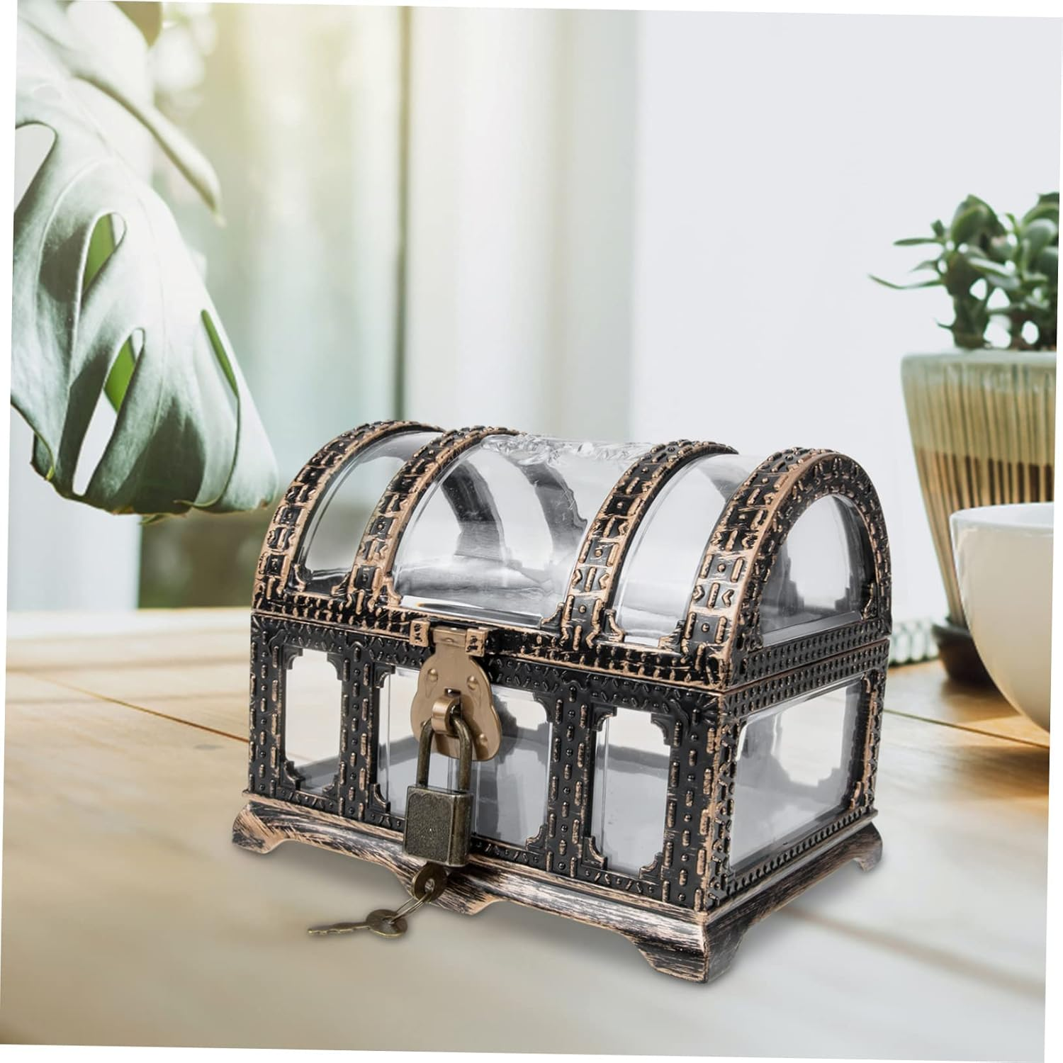 Pirate Treasure Chest and Keepsake Box for Children Medium Vintage-Style Storage Box Jewelry Collection Feature Decorative Toy for Home Organization image number 4