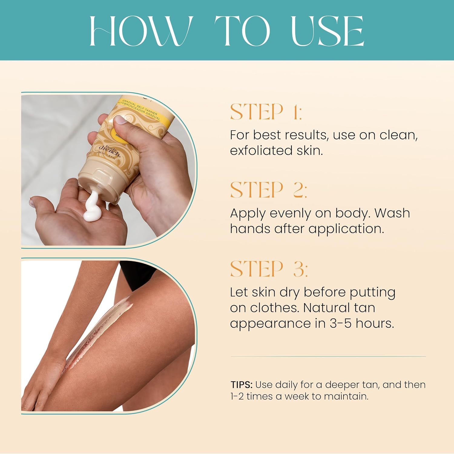 Body Drench Quick Tan Gradual Tanning Lotion, Medium, 8 Ounce - Dark image number 2