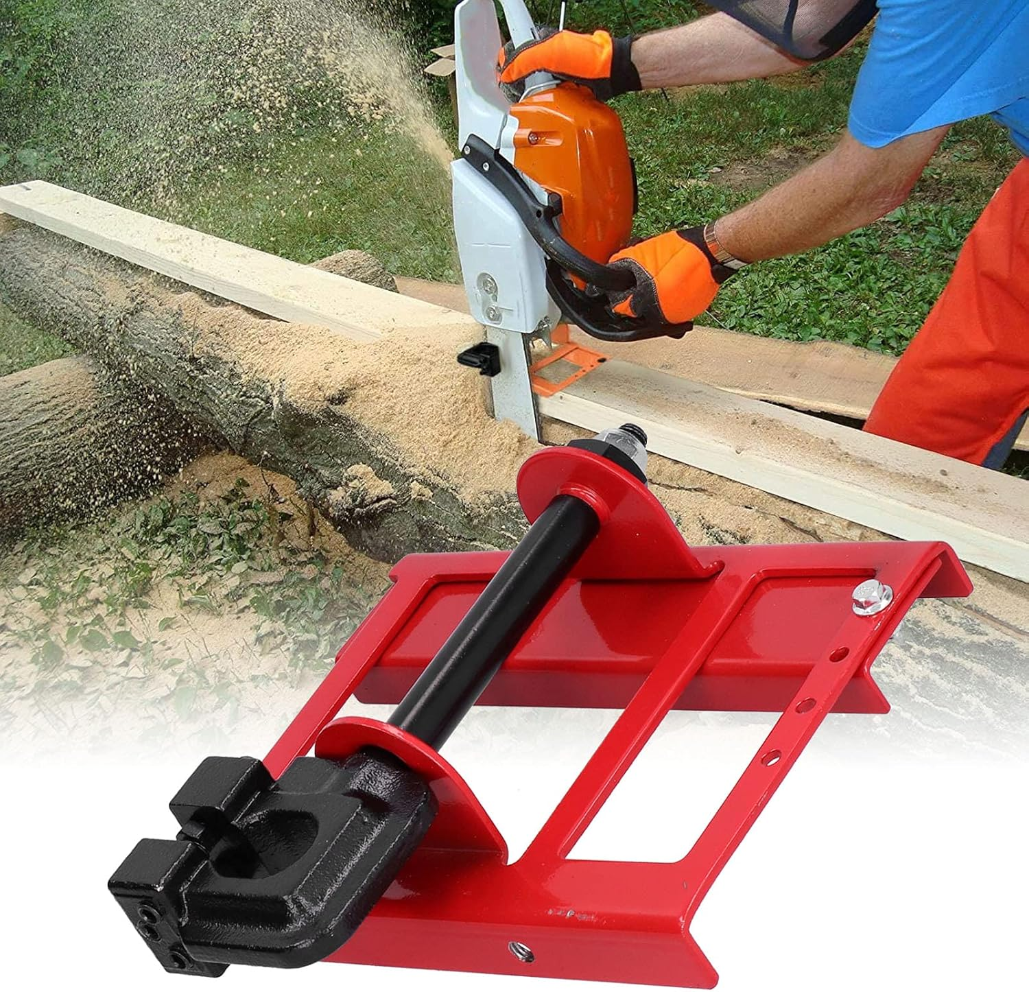 Vertical Cutting Chainsaw Mill Lumber Cutting Guide, Upgrade Lumber Guide Rail Saw Steel Timber Chainsaw Attachment Cut Guided Mill Wood for Woodworkers image number 2