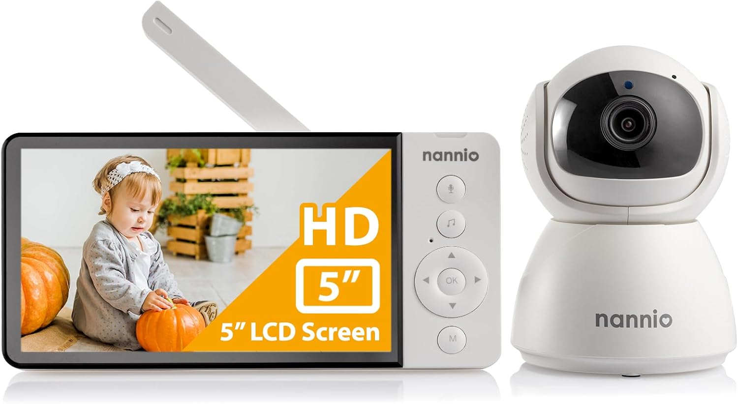 Nannio New Comfy 5'' HD No Wifi Baby Monitor with Camera, IPS Display, 5000Mah Battery, 1000Ft Long Range, Remote, Clear Night Vision, 2-Way Audio, Temp Sensor, Ideal Baby Gifts (Nannio New Comfy 5'') image number 5