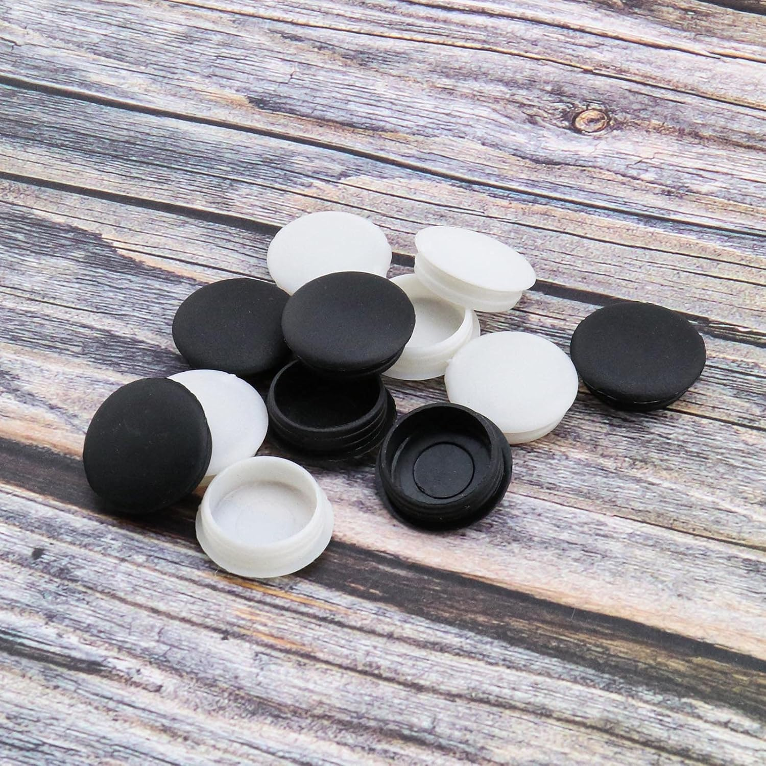 SING F LTD 80Pcs 20Mm Hole Plugs for Technical Holes Blinding with the round Section Interiors Equipping Furniture Plastic Blanking Inserts Masking Finishing Black White image number 3