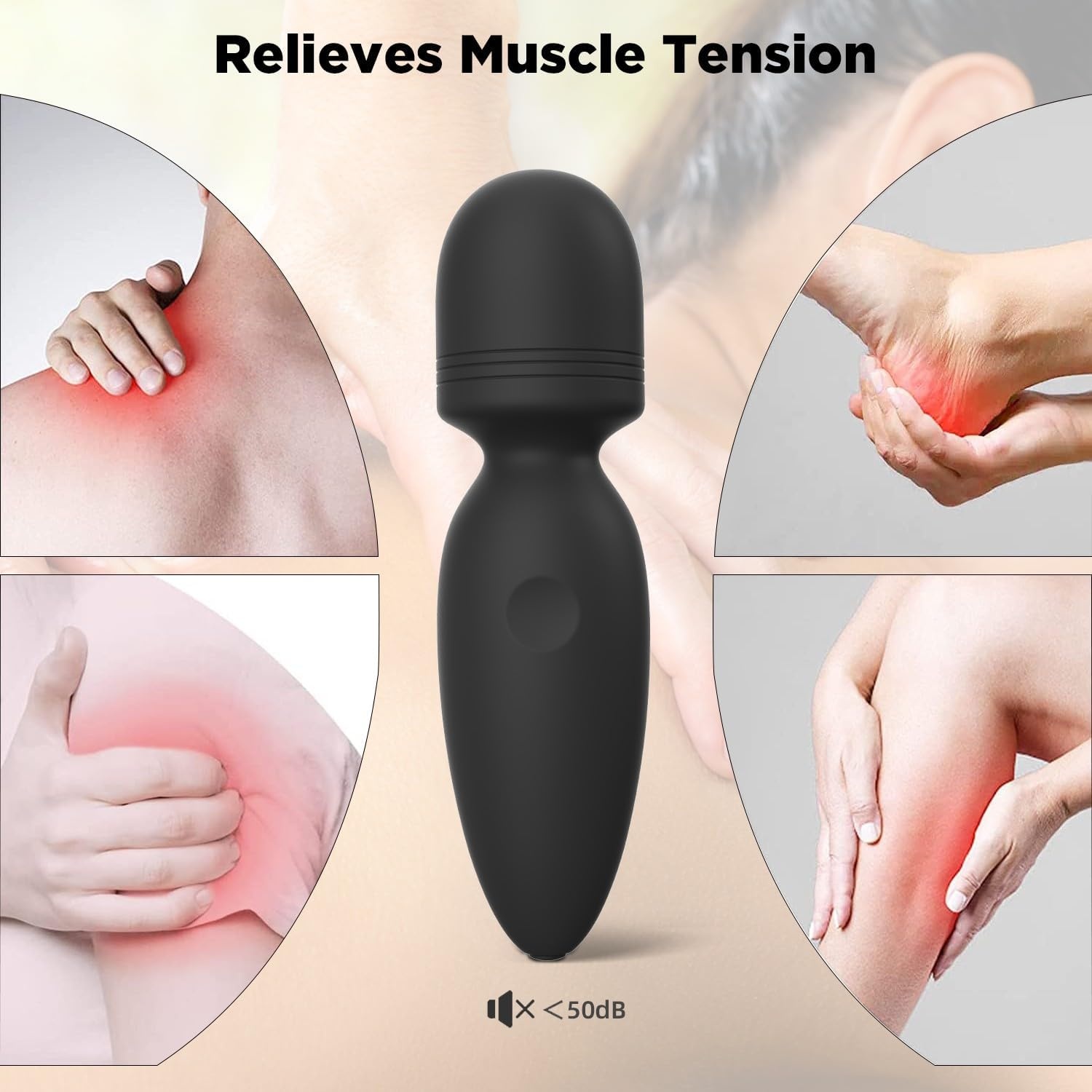 Mini Massager,Gifts for Women Small Cordless Handheld Massager with 10 Modes, Personal Handheld Massager for Neck Shoulder Back Body （Black）