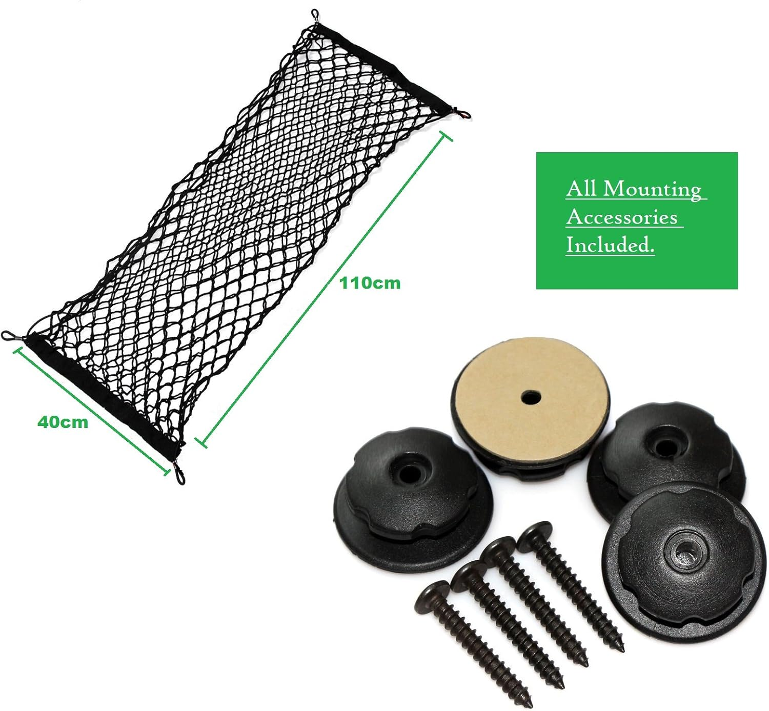 Lebogner Trunk Storage Net Car Trunk Organizer, Mesh Net Hammock Cargo Storage Vehicle Organizer with 3 Mounting Options, Premium Quality Universal Fit Car Organizer image number 2