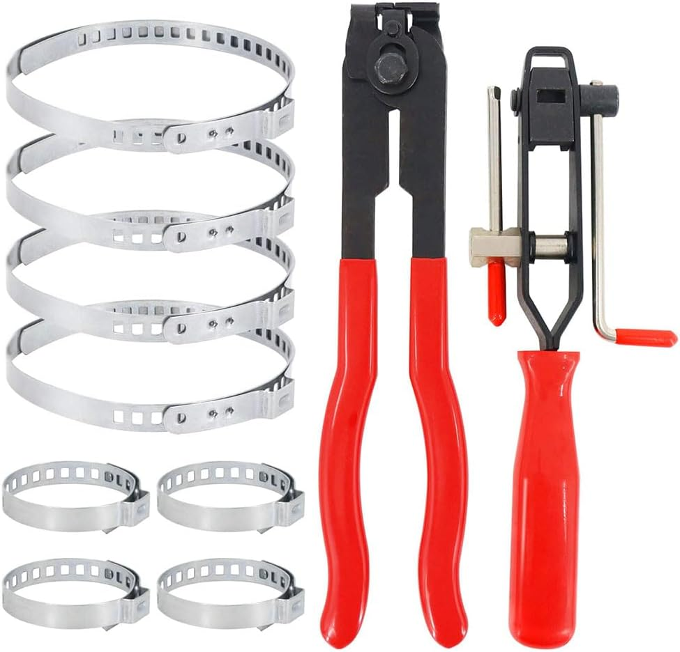 HYAVIA 10-Piece Clamp Pliers with CV Boot Kit Ear Tie Crimping Tool Stainless Steel Adjustable Hose Banding Pliers Automotive Axle Joint Clamp Tool for Car Repair image number 4