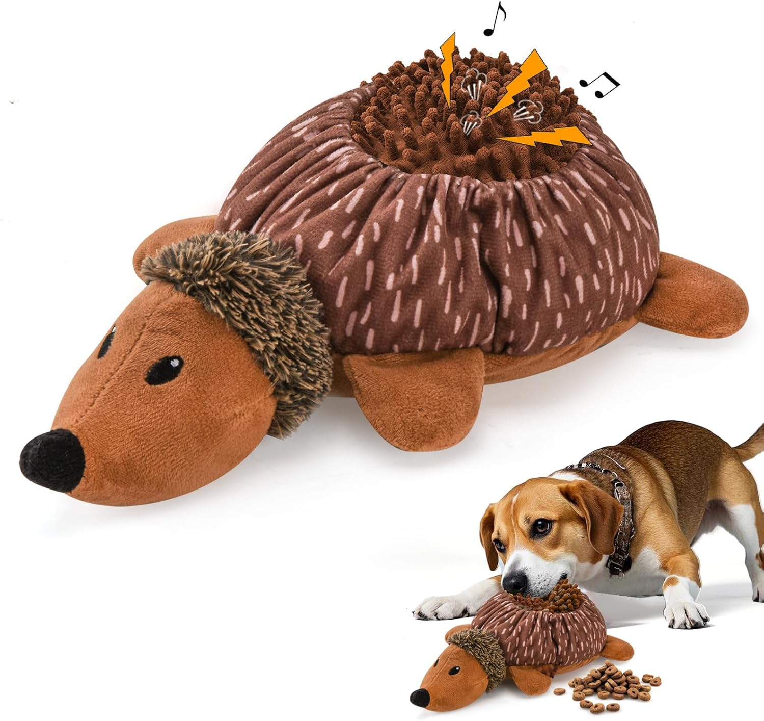LIFLIX 2 in 1 Snuffle and Squeaky Plush Dog Toy, Treat Hiding Dog Toys, Interactive Enrichment Stuffed Toys for Small Medium Large Breeds, Hedgehog Shape image number 6