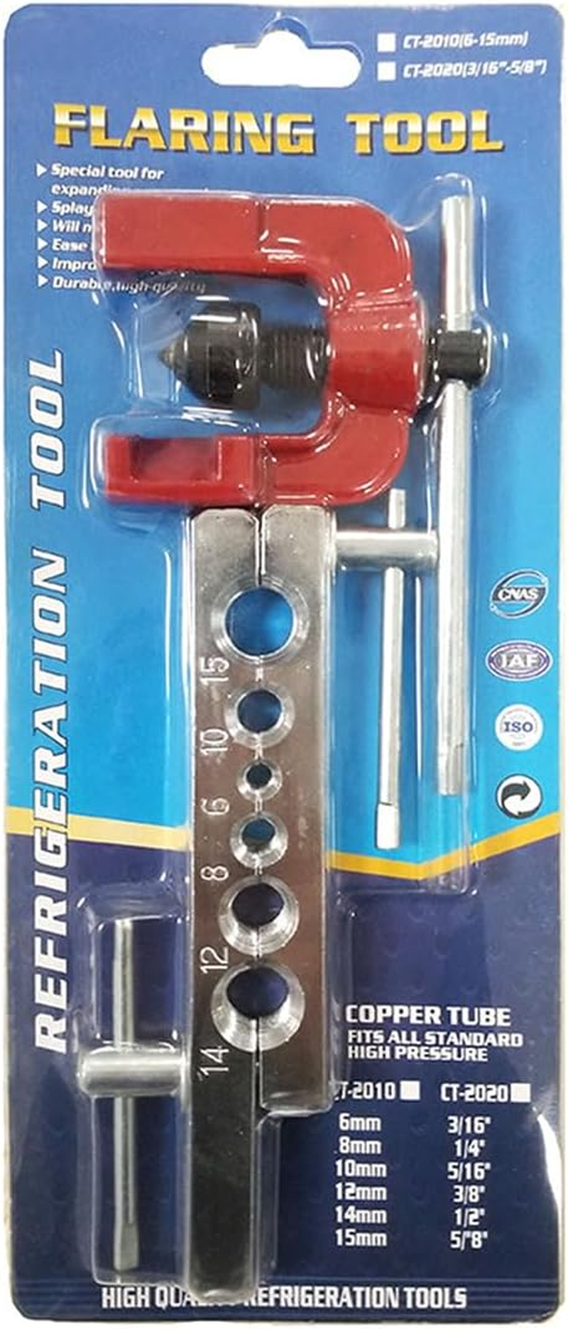 Maizoon Flaring Tool Set Cone and 6-Hole Bar for Tubing Pipe 6 Dies of 3/16-5/8 Inch Kit with Copper Brass Aluminum Mild Steel for Water Gas Refrigeration Brake Line Applications image number 5