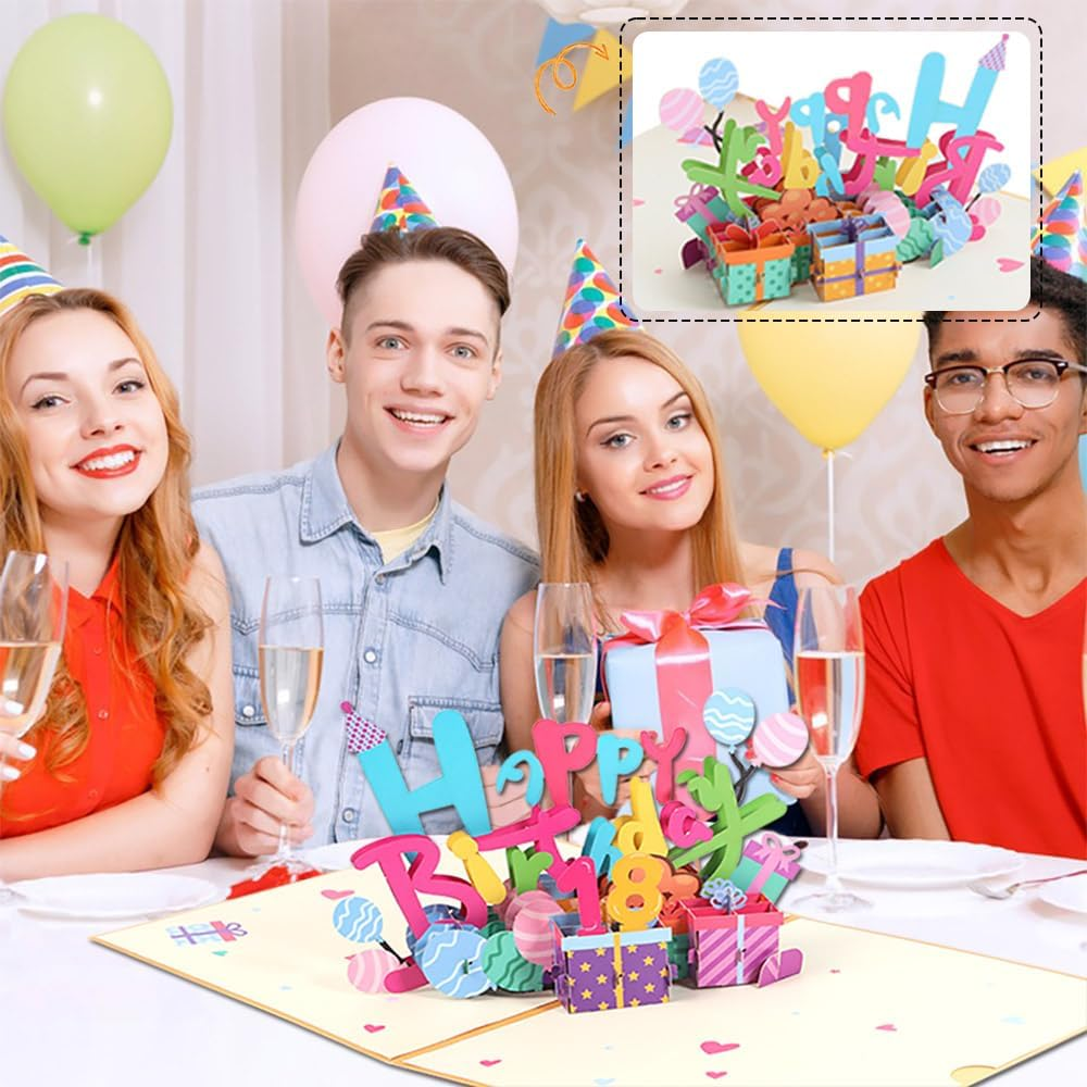 3D Birthday Card Anniversary Pop up Cards DIY 1~100Th Birthday Cards for Kids Men and Women,Happy Birthday Card with DIY Numbers Birthday Candles,Envelope,Message Card&Sticker image number 6