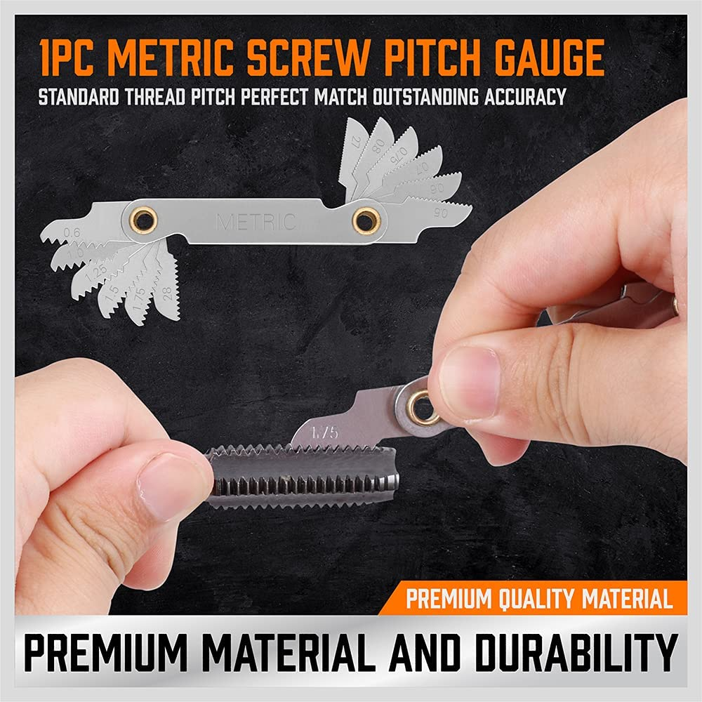 HORUSDY 40-Piece Tap and Die Set, Metric Set Threading Tapping Cutting Tool with Accessories, Pitch Gauge and Storage Case image number 2