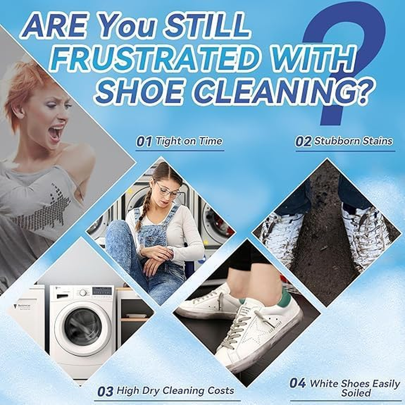 White Shoe Cleaner, 6.76 Oz Shoe Cleaning Set with Brush and Towel for Knit, Canvas and PU, Sneaker Cleaner for Tennis Shoe Cleaner (2 Bottles) image number 2