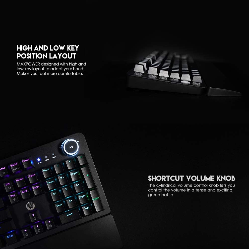 Fantech MK853 Gaming Mechanical Keyboard 104 Keys USB Wired RGB Backlight with Multi-Function Scroll with Ergonomic Wrist Pad (White Color-Red Switch) image number 3