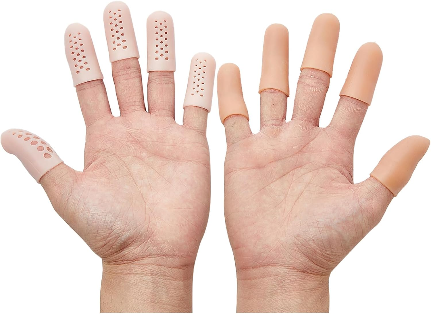 Gel Finger Protectors Silicone Fingertips Protection Finger Caps, Finger Cots Fingertip Bandages Band for Finger Arthritis, Finger Cracking Treatment Finger Pain Relief Thumb Protector，25 Pcs image number 3