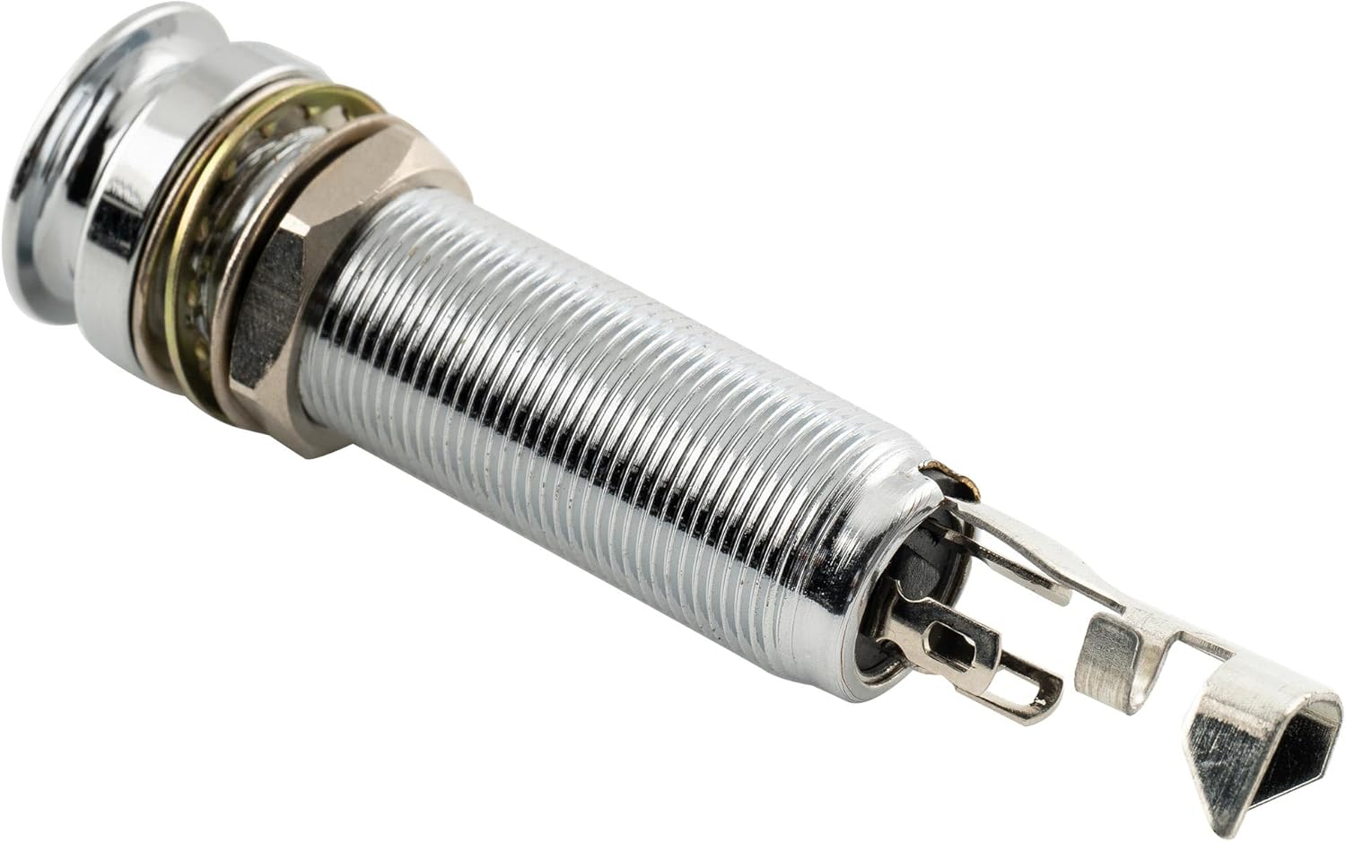 Musiclily Pro 1/4 Inch Mono/Stereo Endpin Output Jack Strap Button Threaded Jack Socket for Acoustic Guitar Bass, Chrome - Black image number 4