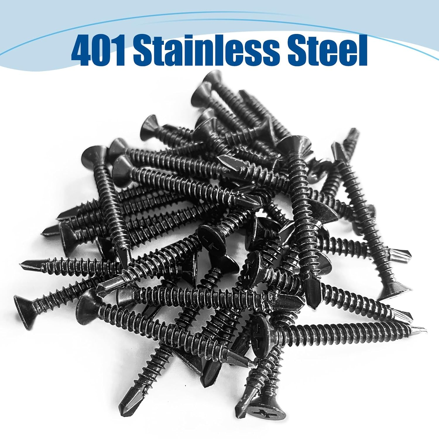 #8&times;3/4&Prime; Sheet Metal Screws 300Pcs, 410 Stainless Steel Black Flat Head Self Drilling Screws image number 5