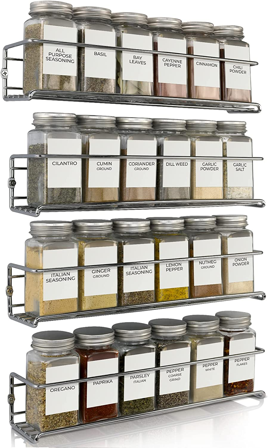 Gorgeous Spice Rack Organizer for Cabinets or Wall Mounts - Space Saving Set of 4 Hanging Racks - Perfect Seasoning Organizer for Your Kitchen Cabinet, Cupboard or Pantry Door image number 2