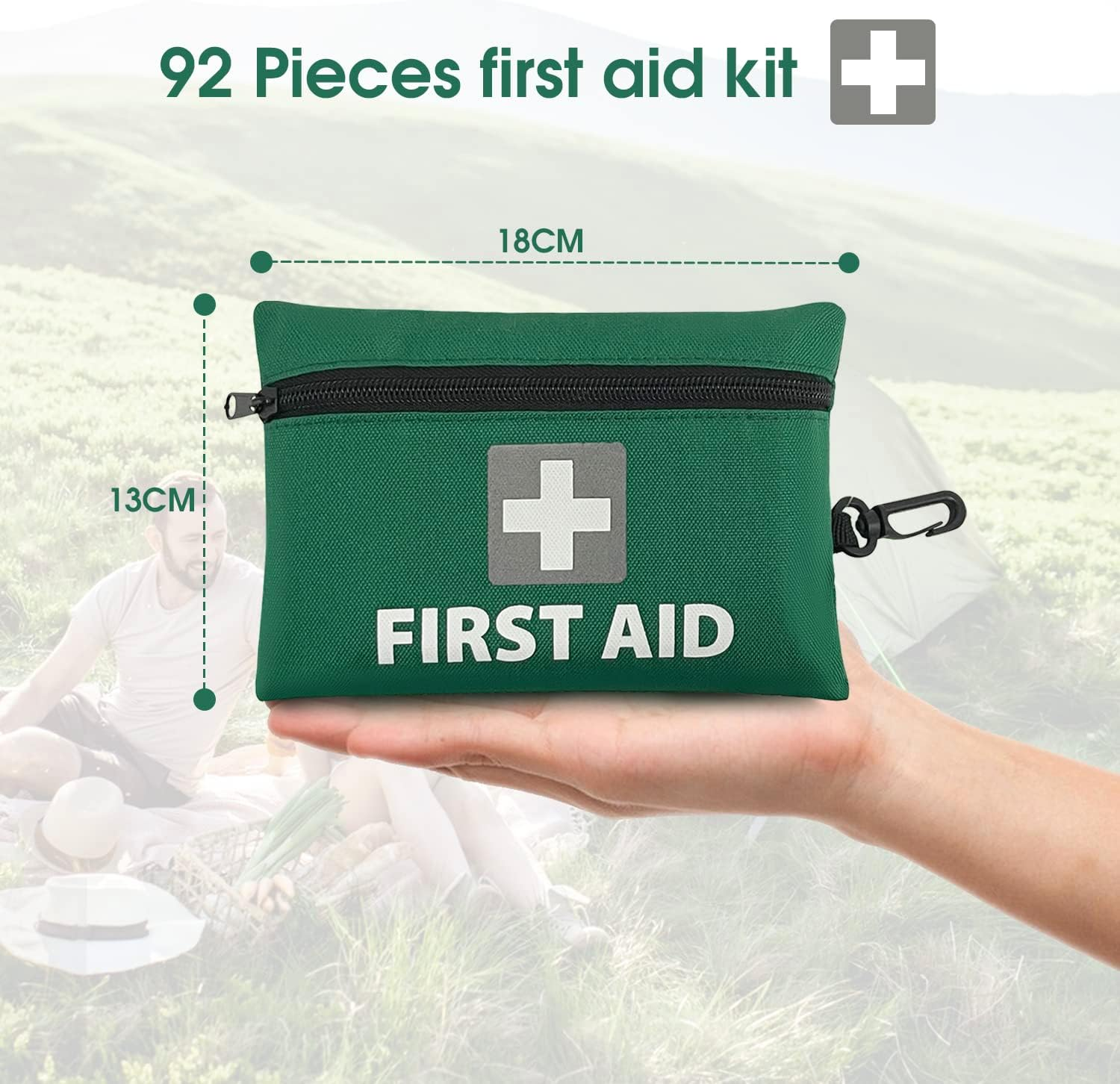 Clevinger Mini First Aid Kit, 92Pcs Small First Aid Kit - Includes Emergency Foil Blanket, Scissors for Travel, Home, Office, Vehicle, Camping, Workplace & Outdoor, ARTG Number 400670 (1)