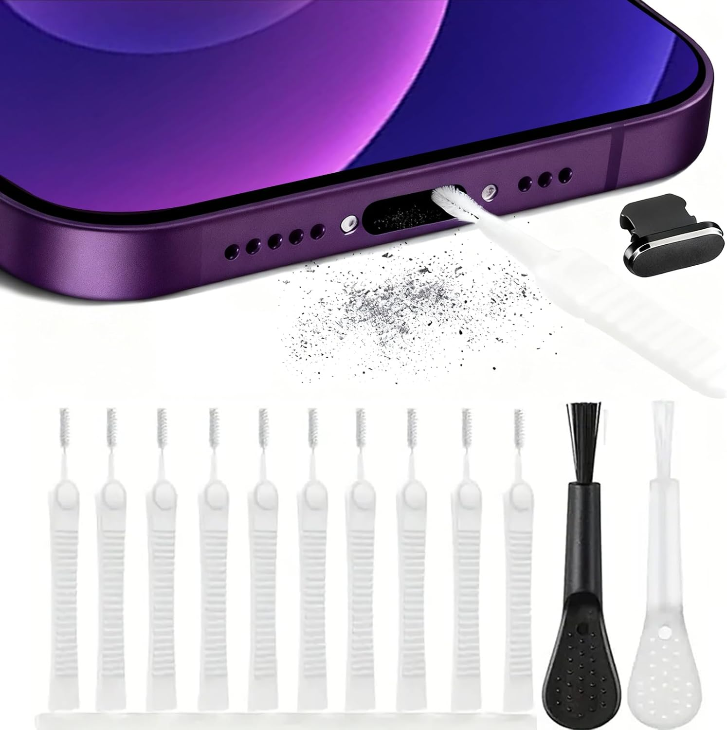 ONBPIY 13-Piece Phone Cleaning Kit for Iphone Charging Port Camera Speaker Cleaning Brush Keyboard Cleaner with Anti-Slip Design Dust Removal Tool (Tpye C)