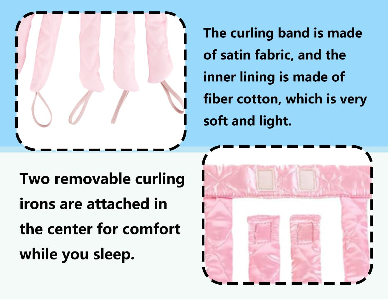 KAPSING Removable Headset plus Size Curlers Overnight Heatless Curls Band Curls without Heat Hair Styling Devices for Long Medium Hair (Pink) image number 4