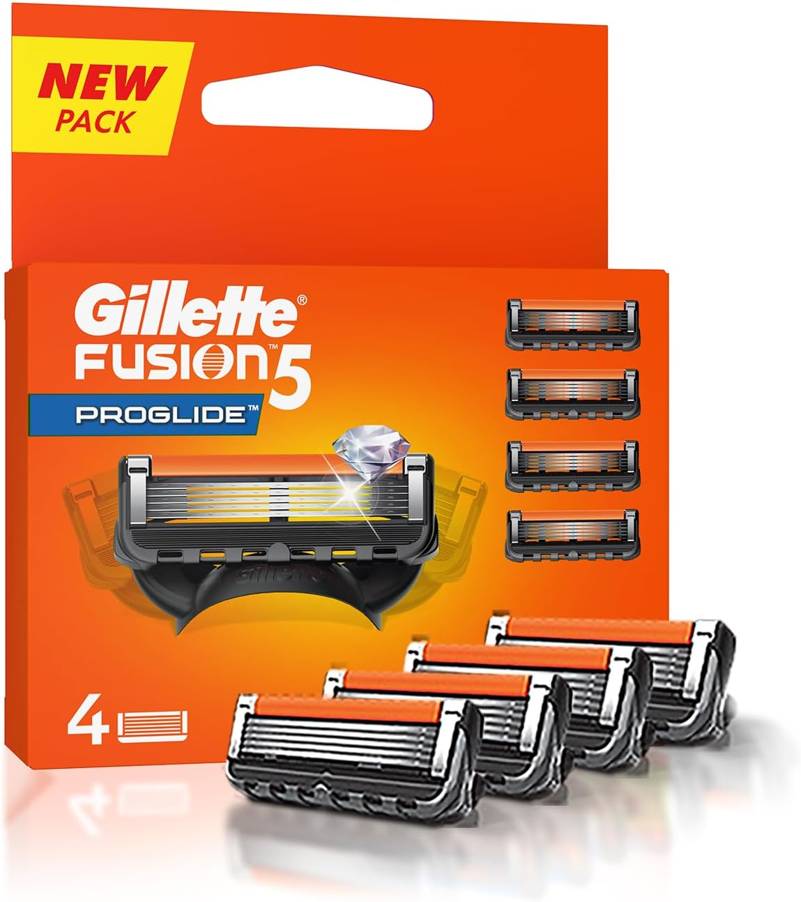 Gillette Fusion Proglide Cartridges, Pack of 4