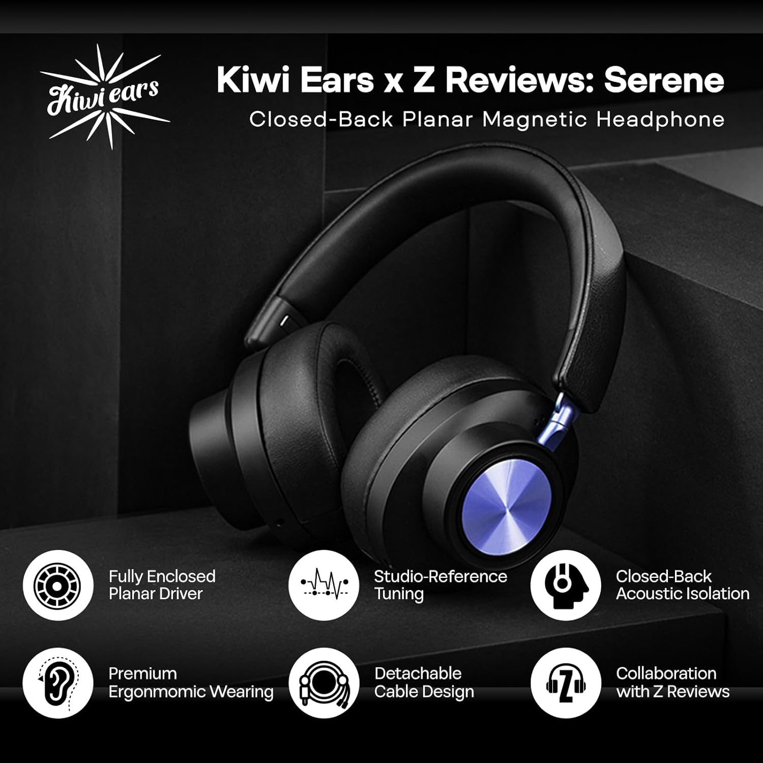 Linsoul Kiwi Ears X Z Reviews: Serene Planar Magnetic Driver Over-Ear Gaming Headphones, Fully Closed-Back, Passive Noise Cancelling, with Detachable Cable for DJ, Gamer, Musician image number 6