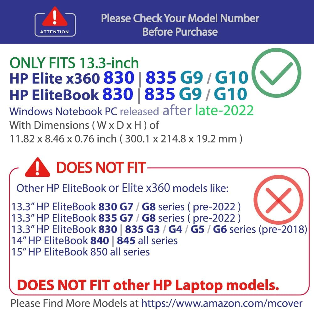 Mcover Case Compatible ONLY for 2022~2024 13.3" HP Elitebook 830 | 835 G9 / G10 and Elite X360 830 G9 / G10 2-In-1 Windows Laptop (NOT Fitting Any Other HP Models) - Aqua image number 6