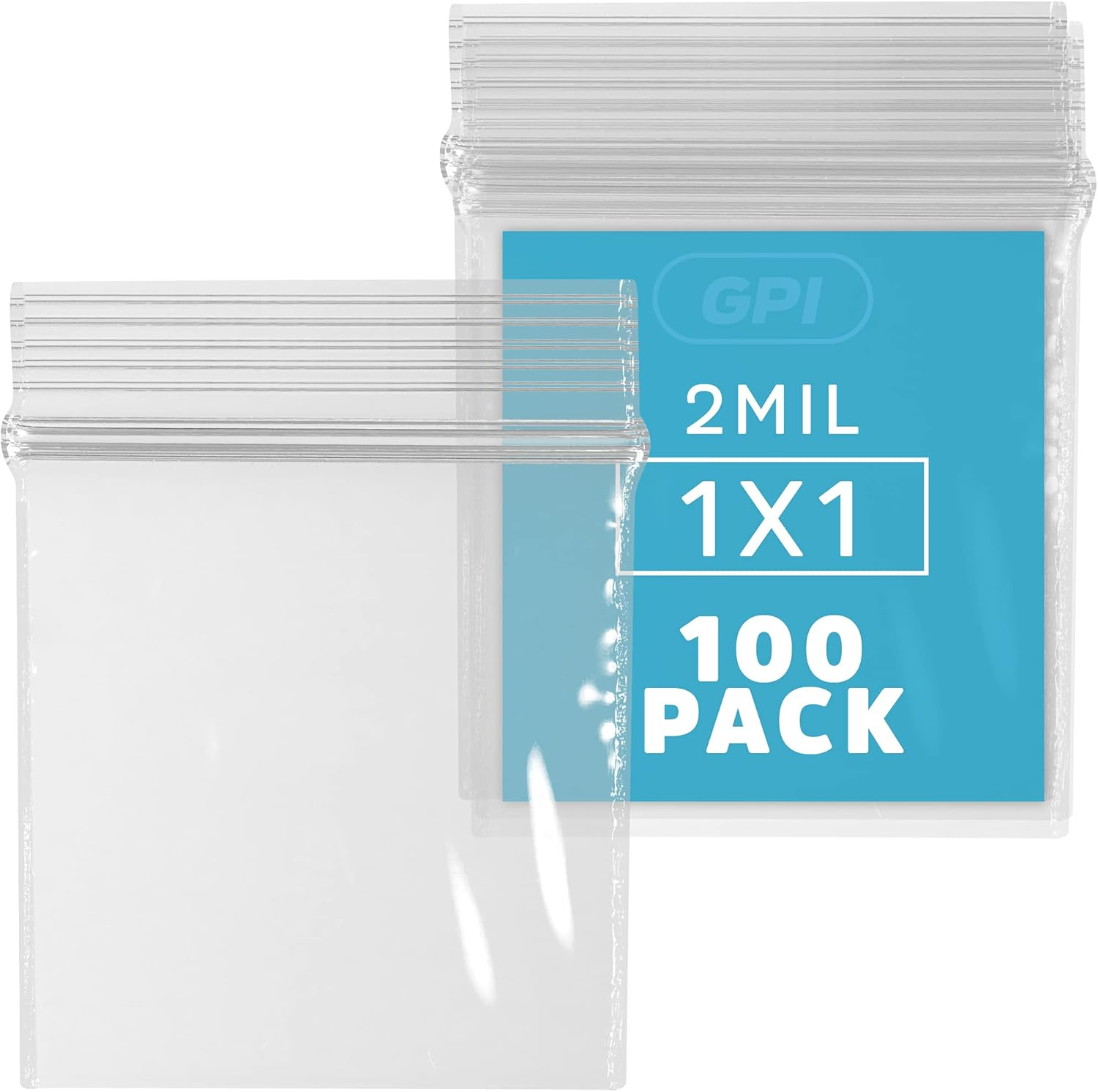 GPI Pack of 100-1" X 1" 2.5 Mil Thick, Clear Plastic Jewelry Zip Bags, RECLOSABLE Strong Poly Baggies with Resealable Zip Top Lock for Pills, Meds, Jewelry, Travel, Storage, Packaging & Shipping. image number 1