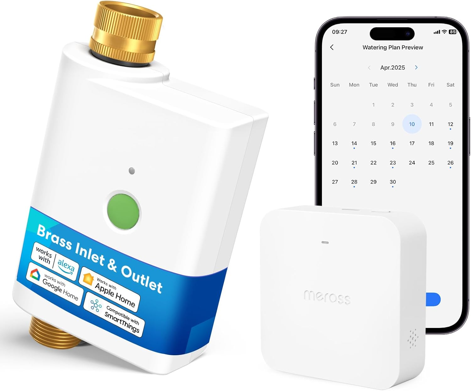Meross Wifi Water Timer for Garden Hose, Smart Sprinkler Timer Works with Alexa, Google, Apple Homekit, IP65 Water Valve Controller with Auto Watering/Rain Skip/Alert for Drip Irrigation System, Lawn image number 3