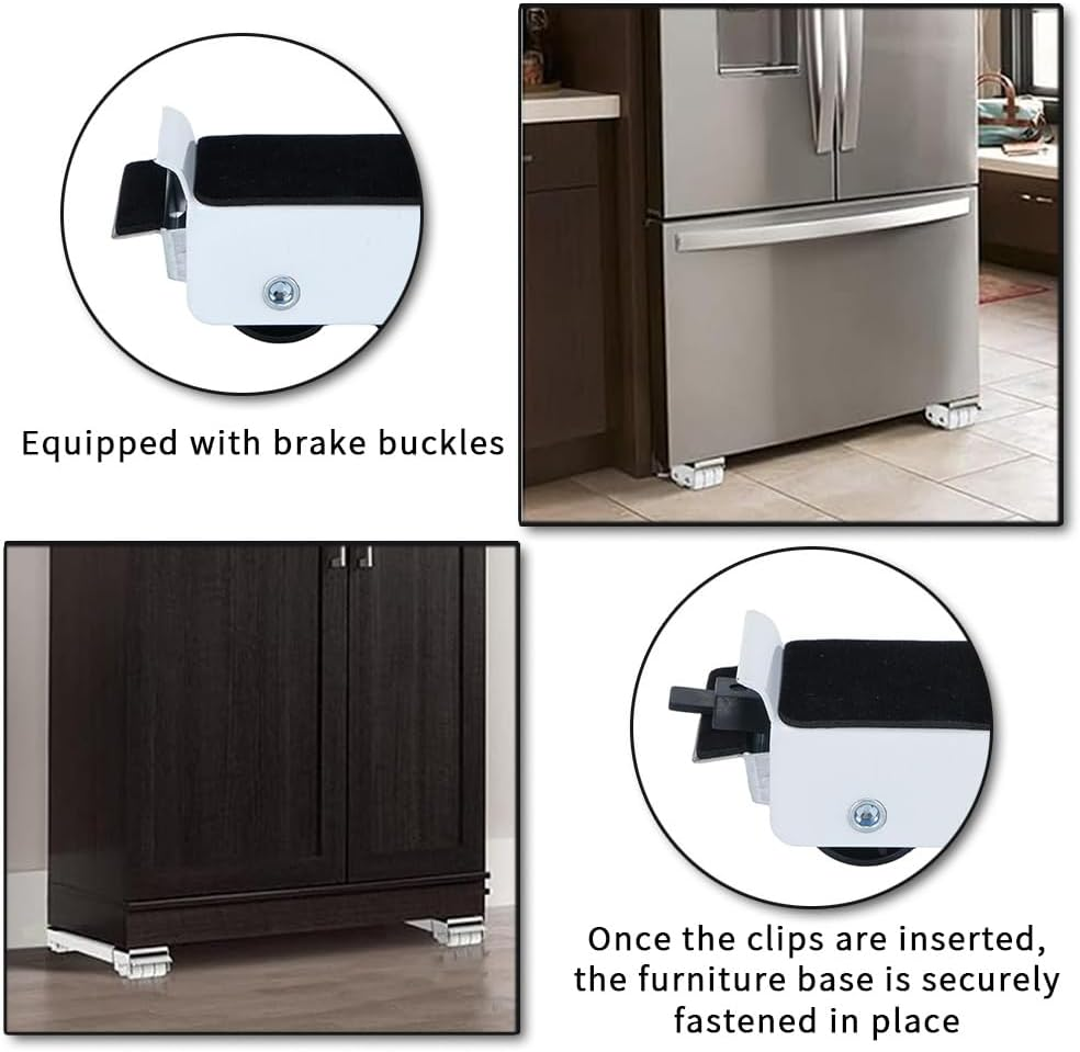 TOMVAES Universal Mobile Base Fridge Stand, Furniture Mobile Roller, Extendable Appliance Rollers Mobile Washing Machine Base, for Washing Machines, Refrigerators, Dryers, Dishwashers (White) - White image number 1